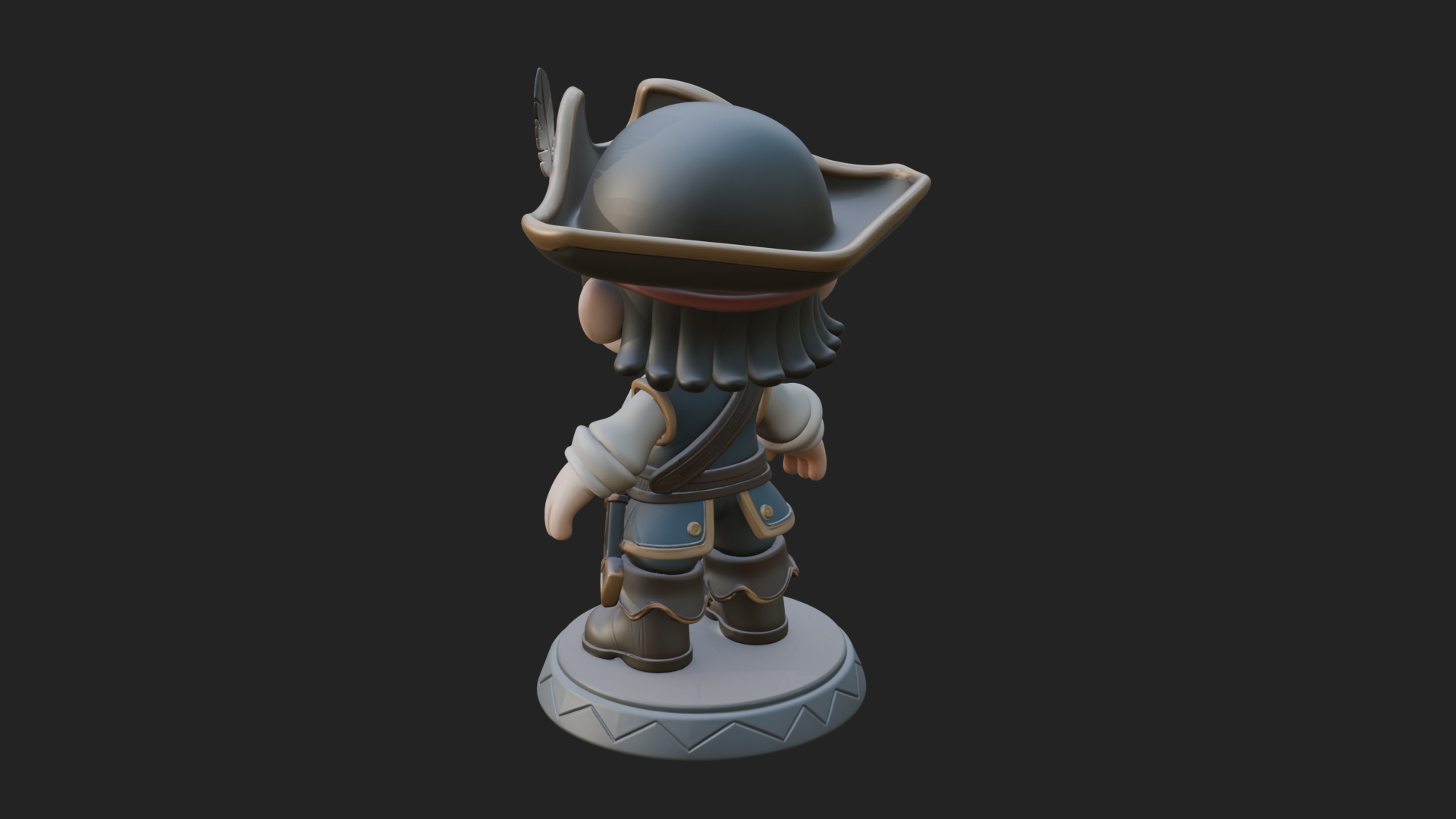Chibi Pirate Captain Statue Design 5 3D Print Model 3D Model