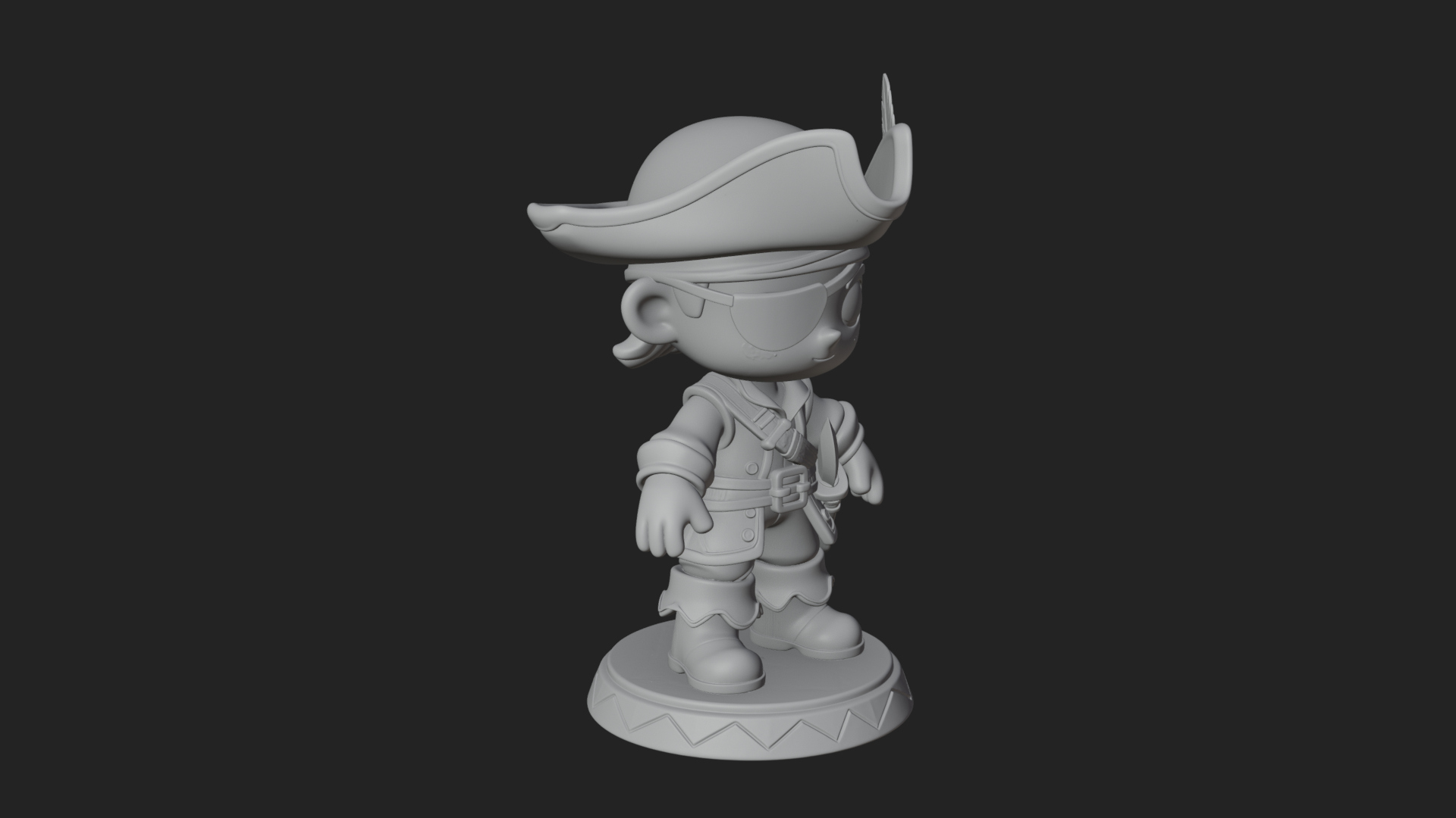 Chibi Pirate Captain Statue Design 5 3D Print Model 3D Model