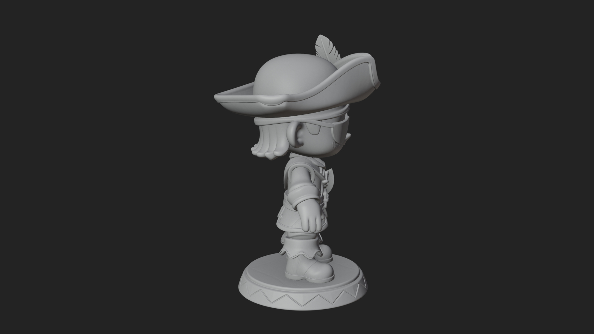 Chibi Pirate Captain Statue Design 5 3D Print Model 3D Model
