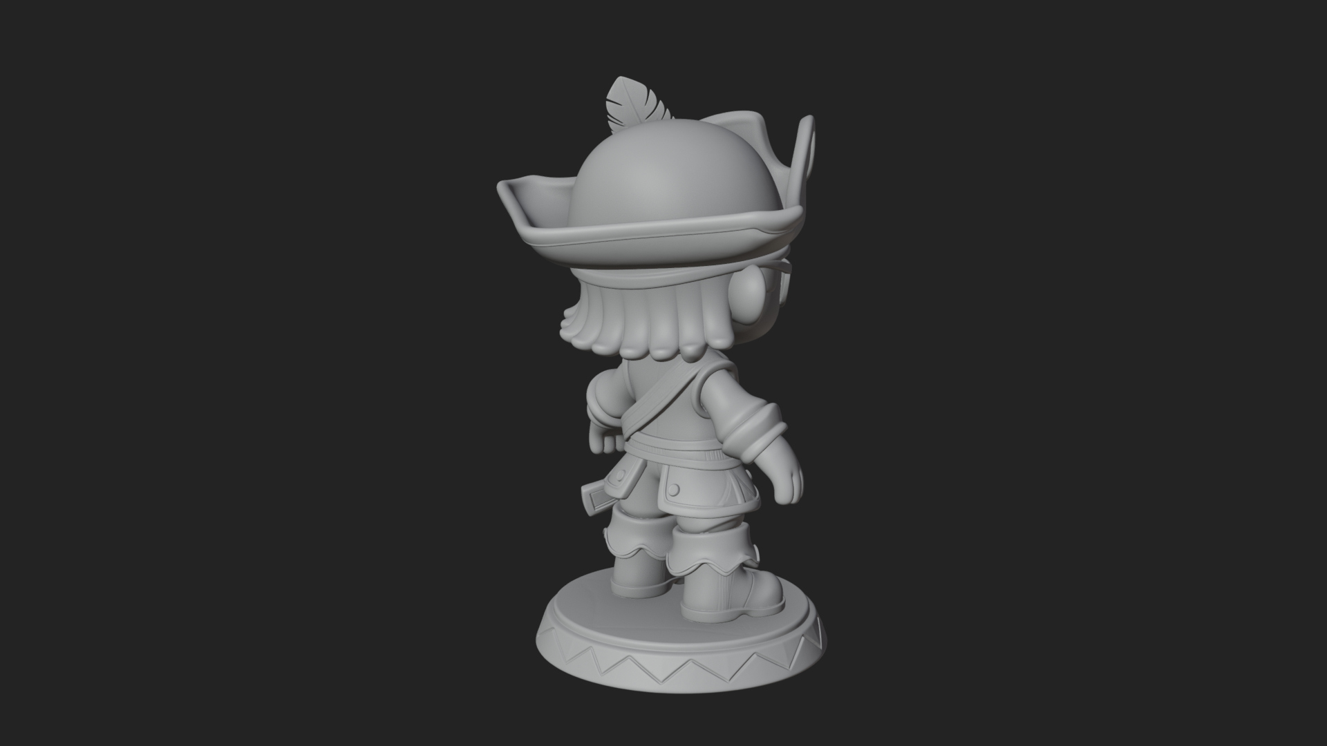 Chibi Pirate Captain Statue Design 5 3D Print Model 3D Model