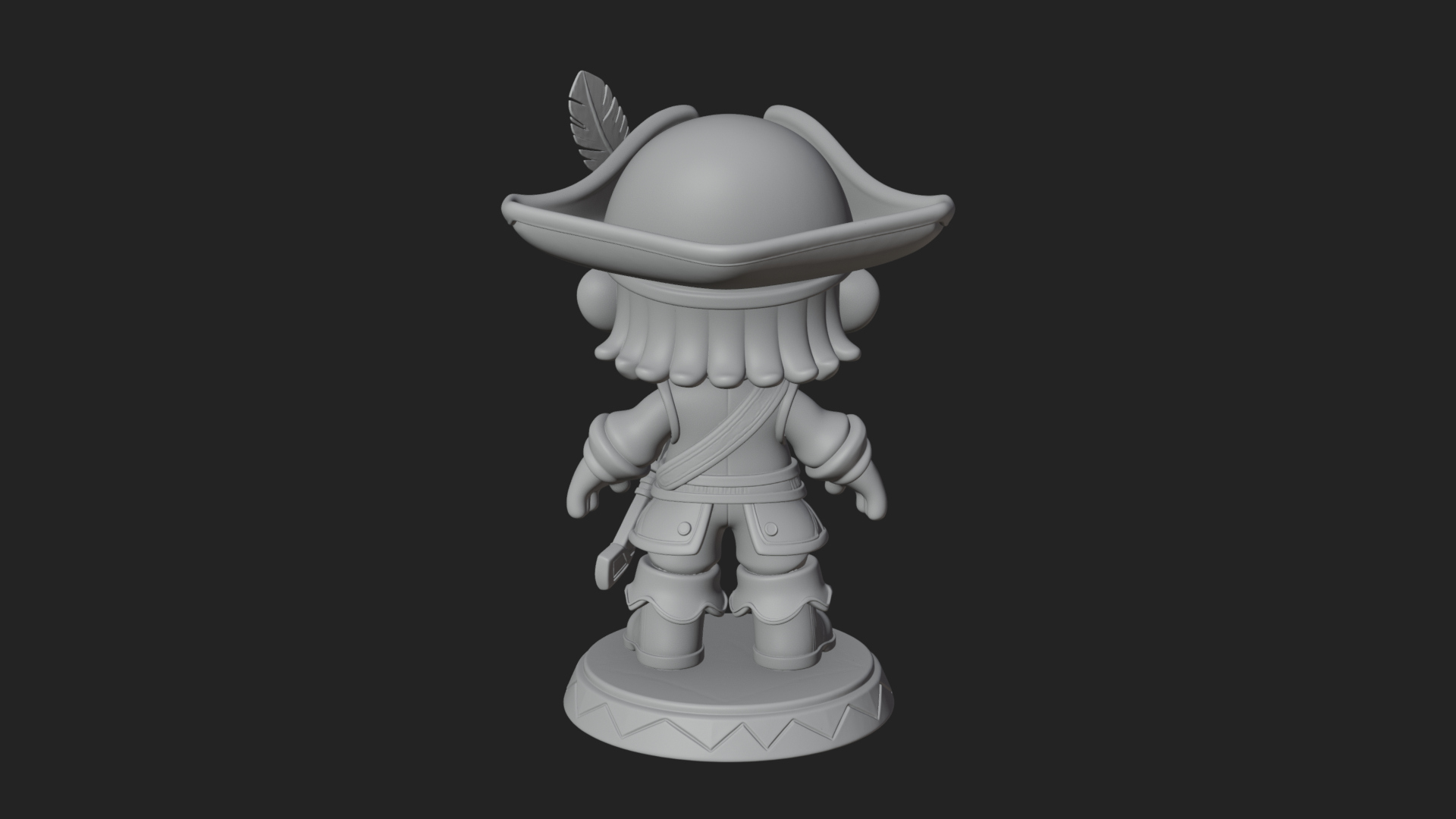 Chibi Pirate Captain Statue Design 5 3D Print Model 3D Model