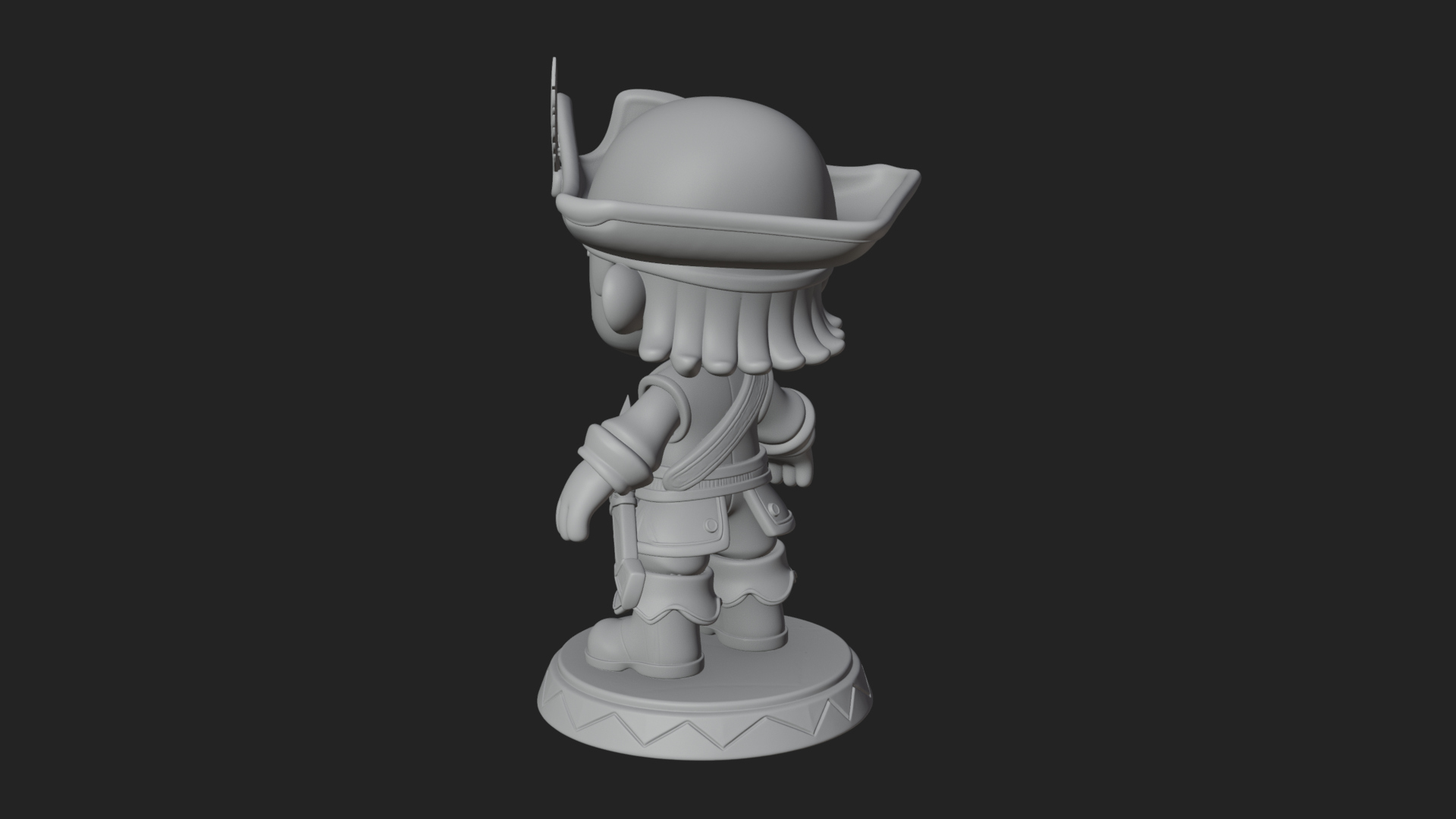 Chibi Pirate Captain Statue Design 5 3D Print Model 3D Model