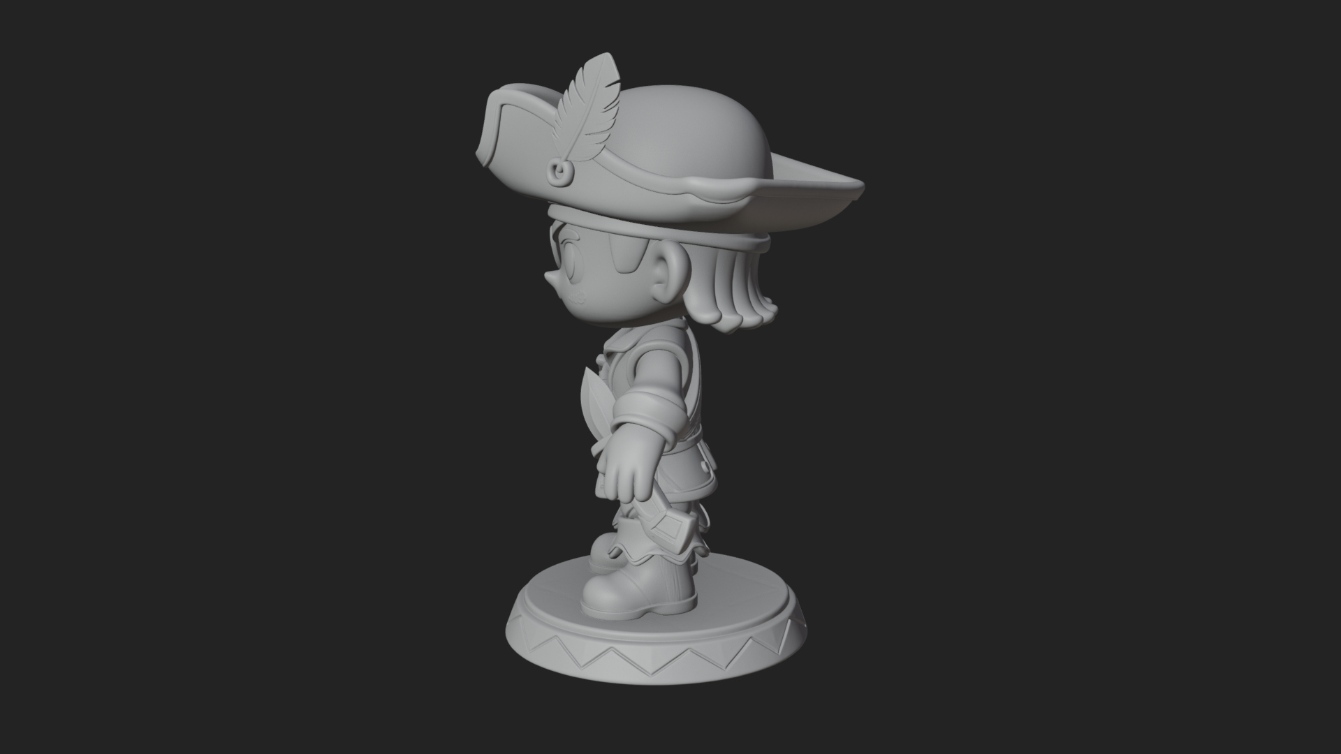 Chibi Pirate Captain Statue Design 5 3D Print Model 3D Model