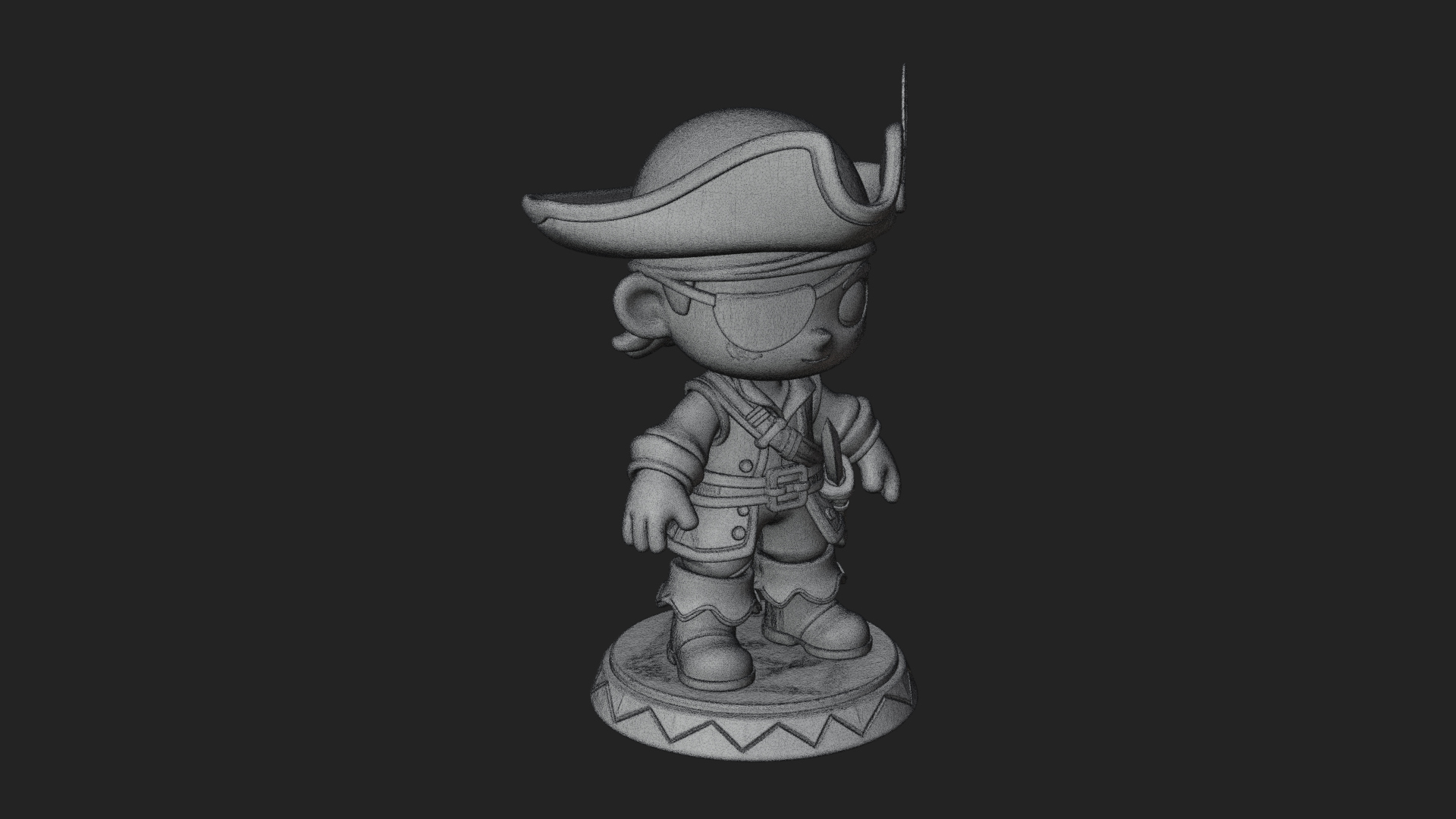 Chibi Pirate Captain Statue Design 5 3D Print Model 3D Model