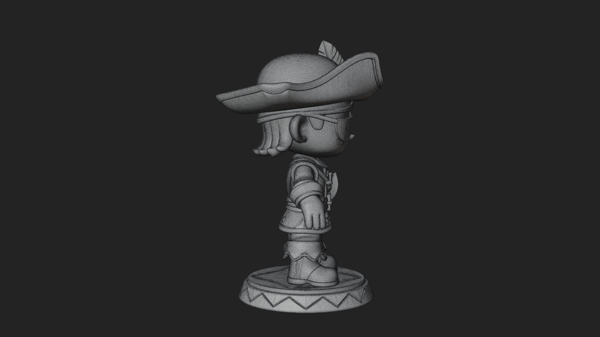 Chibi Pirate Captain Statue Design 5 3D Print Model 3D Model