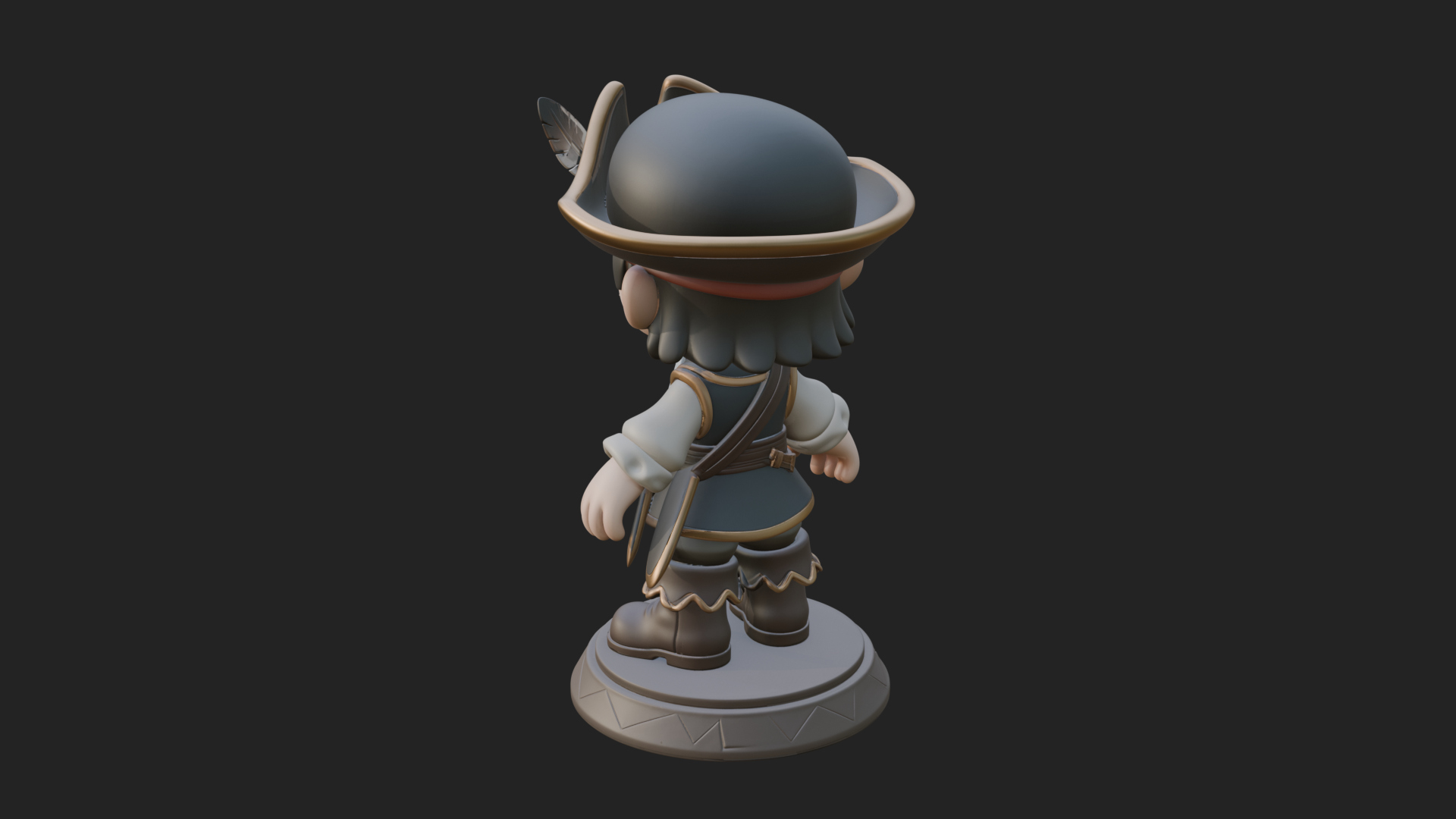 Chibi Pirate Captain Statue Design 6 3D Print Model 3D Model
