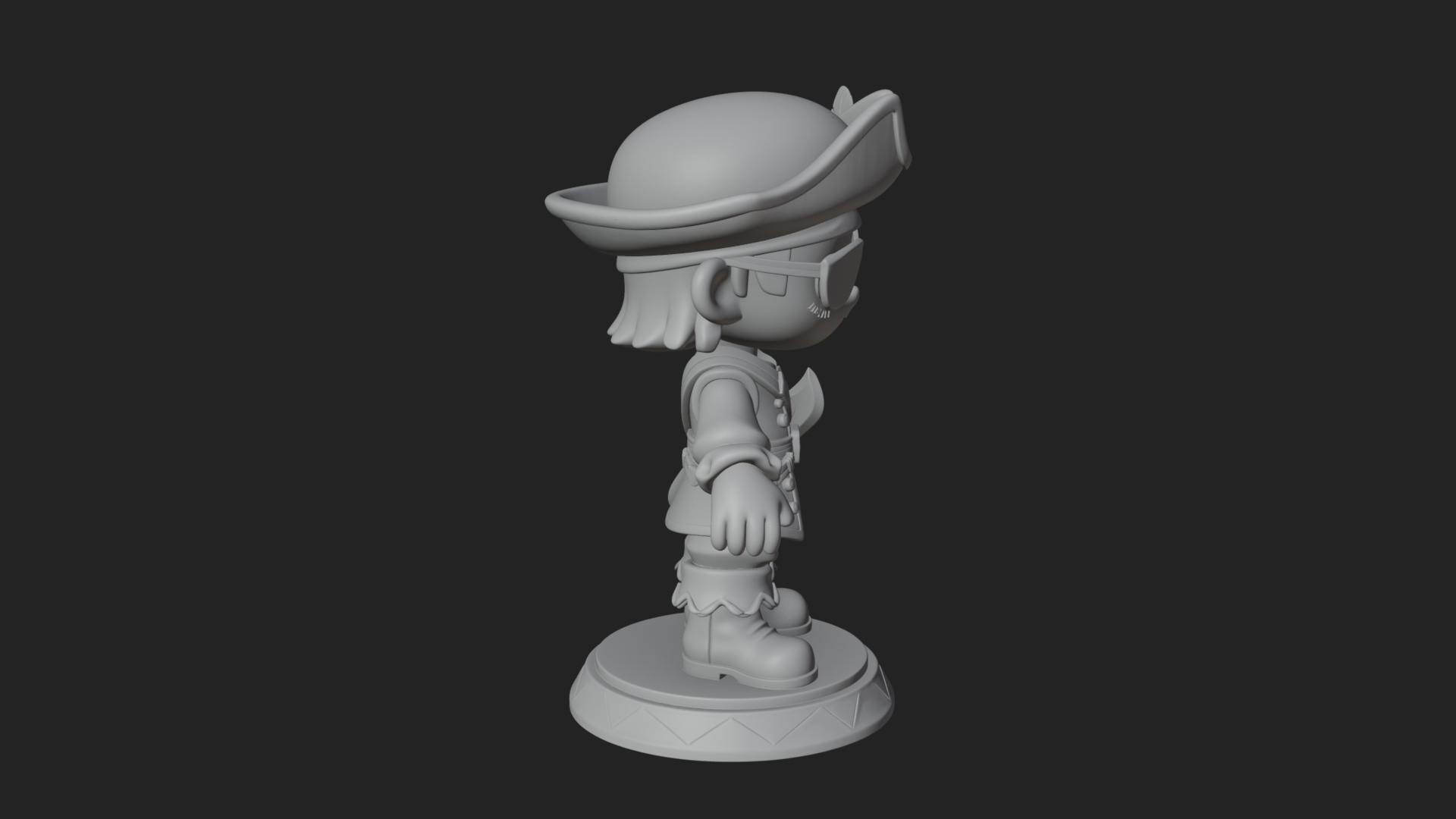 Chibi Pirate Captain Statue Design 6 3D Print Model 3D Model