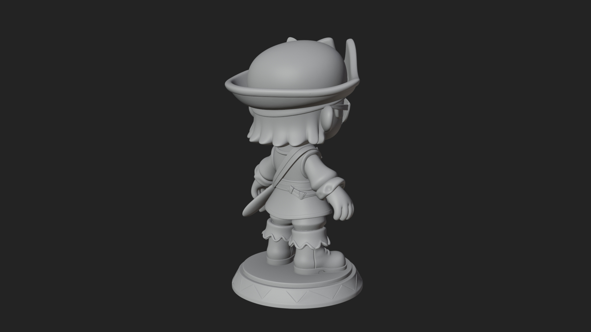 Chibi Pirate Captain Statue Design 6 3D Print Model 3D Model