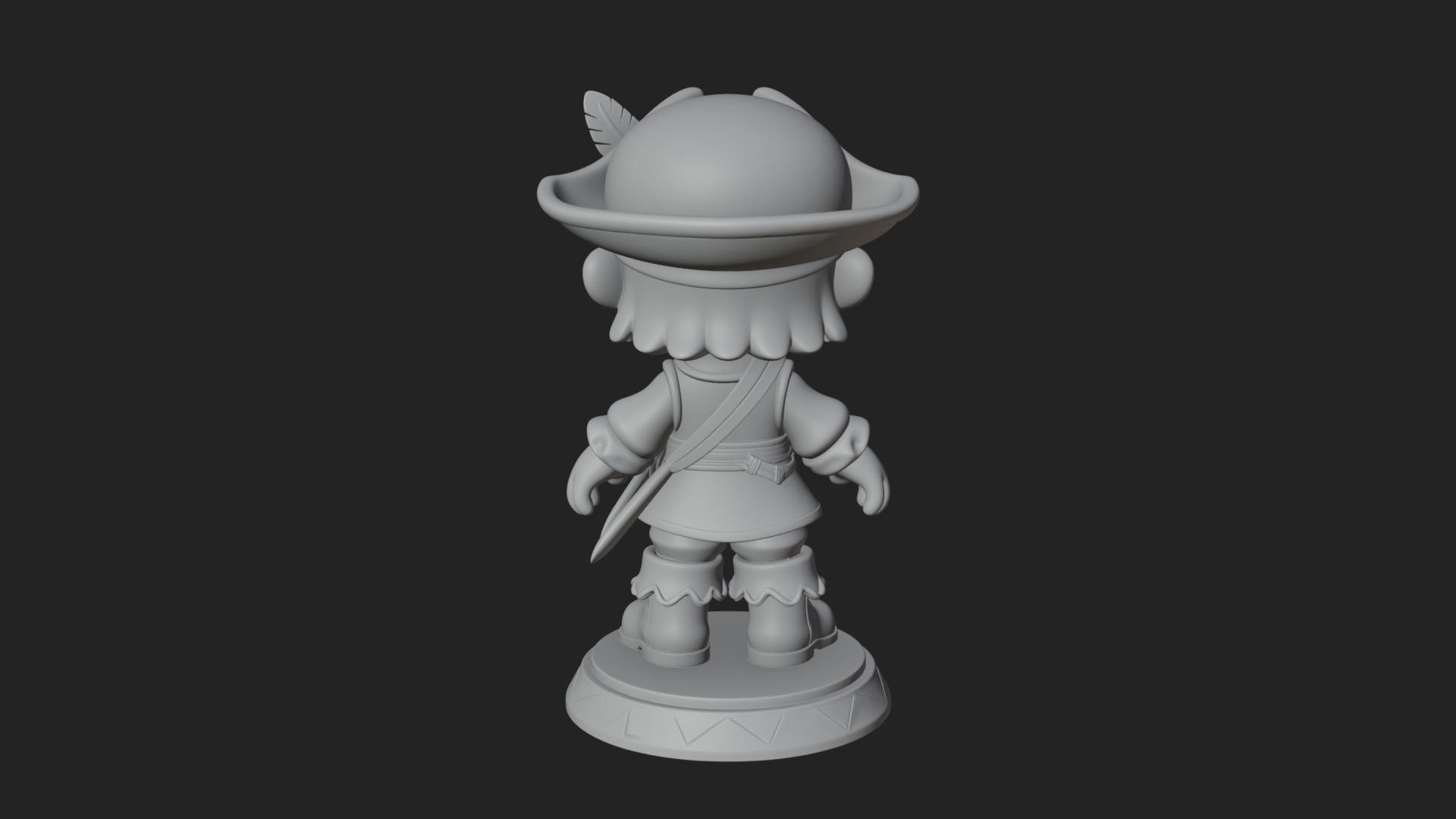Chibi Pirate Captain Statue Design 6 3D Print Model 3D Model