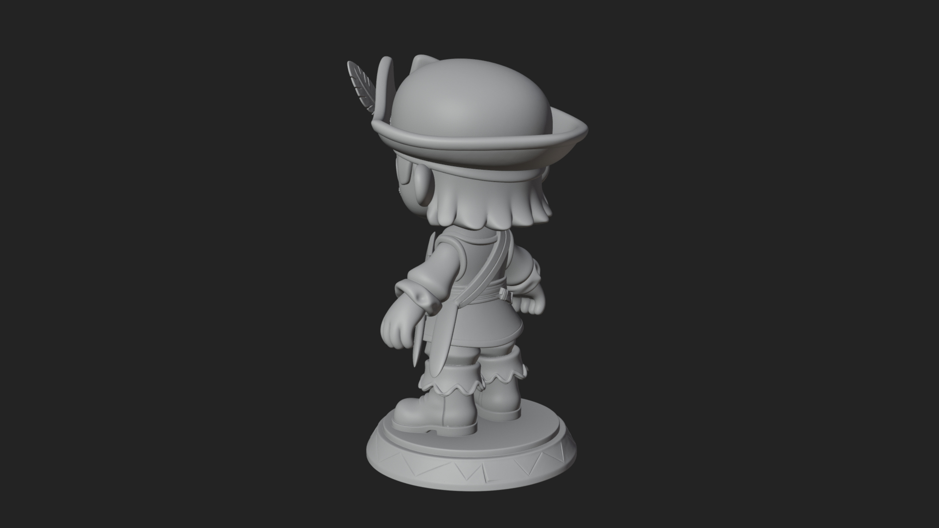 Chibi Pirate Captain Statue Design 6 3D Print Model 3D Model