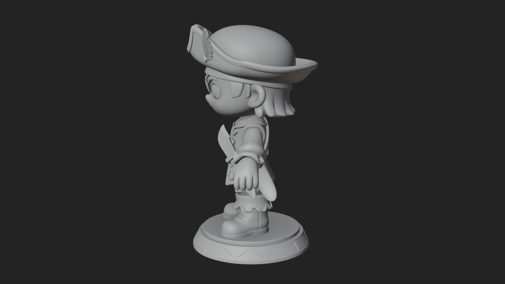 Chibi Pirate Captain Statue Design 6 3D Print Model 3D Model