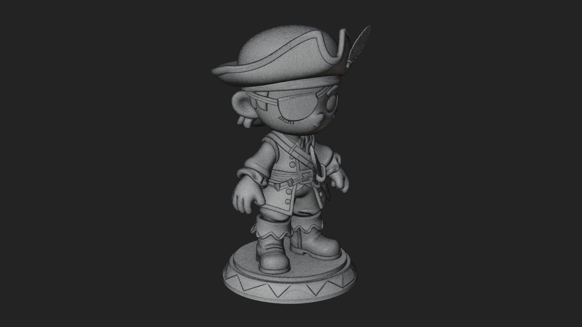 Chibi Pirate Captain Statue Design 6 3D Print Model 3D Model