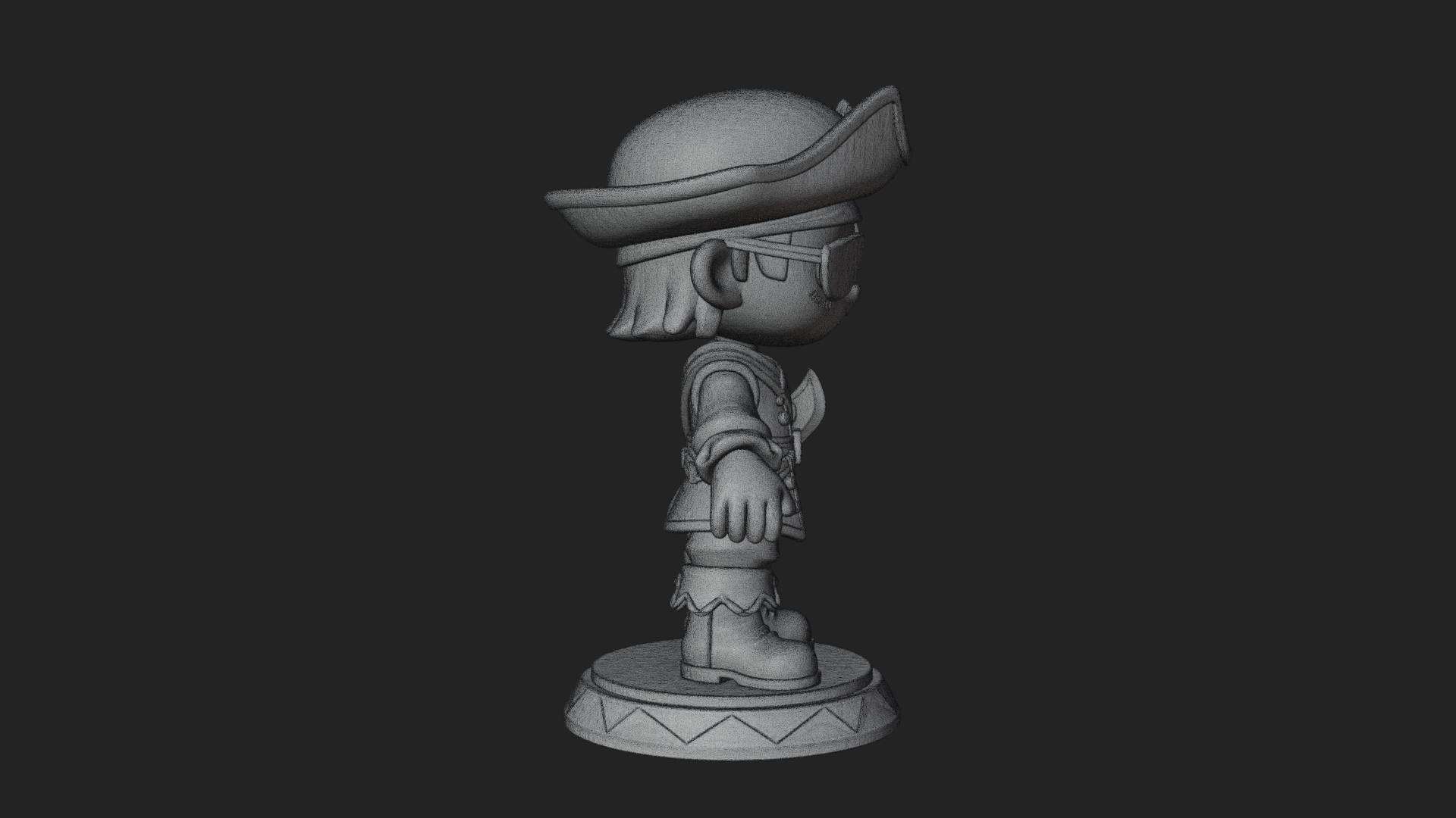 Chibi Pirate Captain Statue Design 6 3D Print Model 3D Model