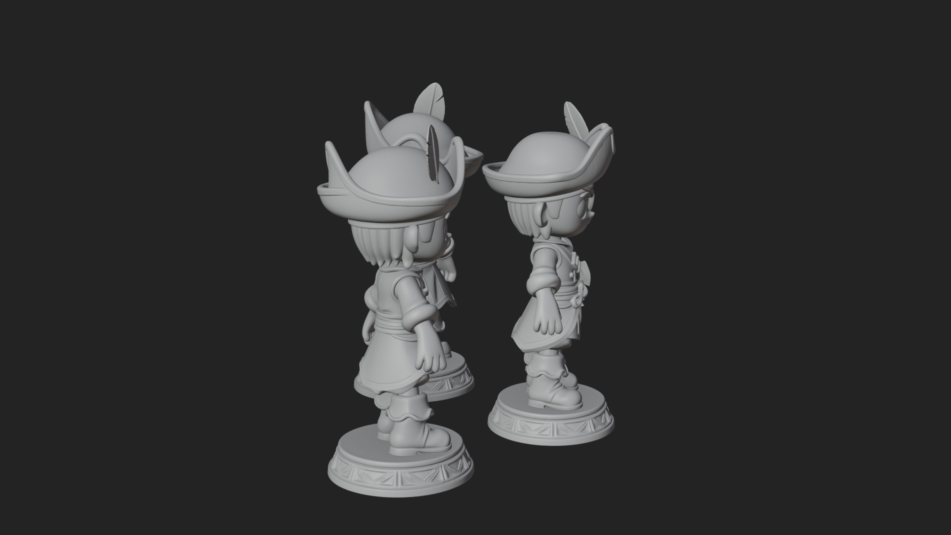 Chibi Pirate Captain Statue Design 7 3D Print Model 3D Model