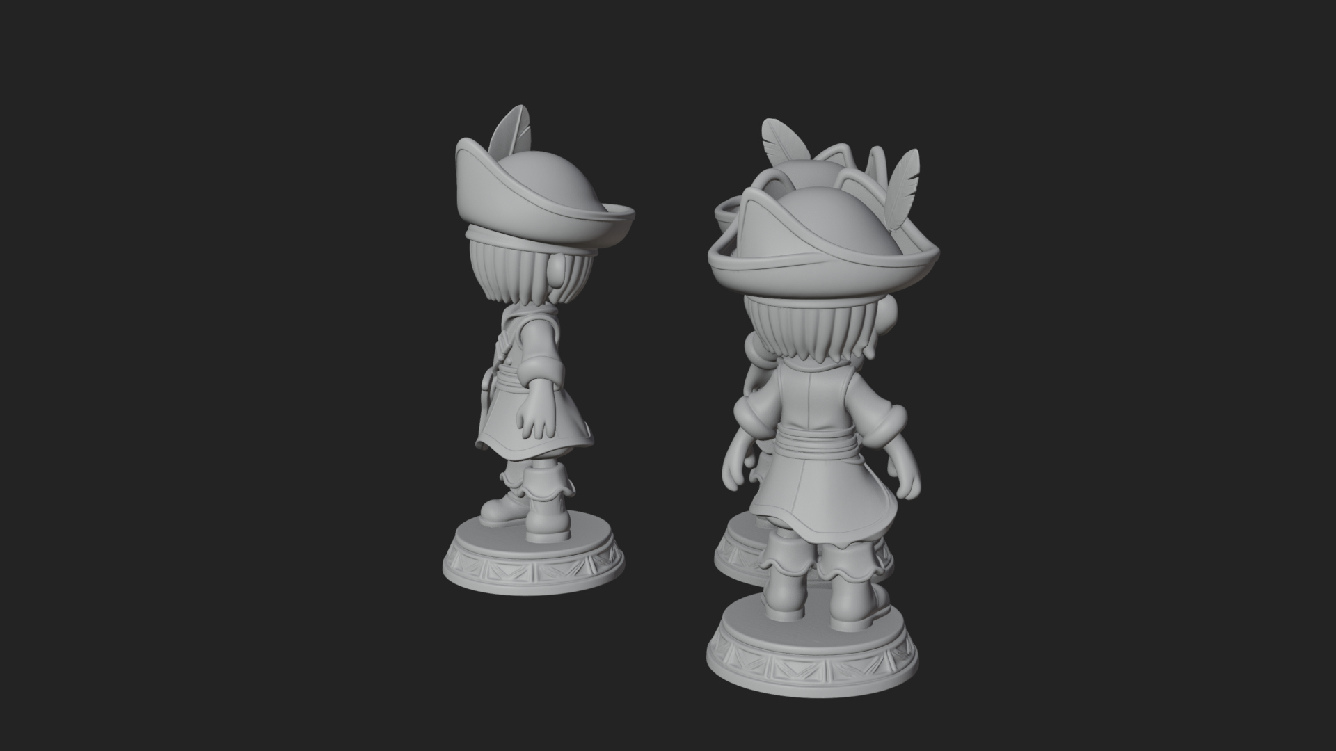 Chibi Pirate Captain Statue Design 7 3D Print Model 3D Model
