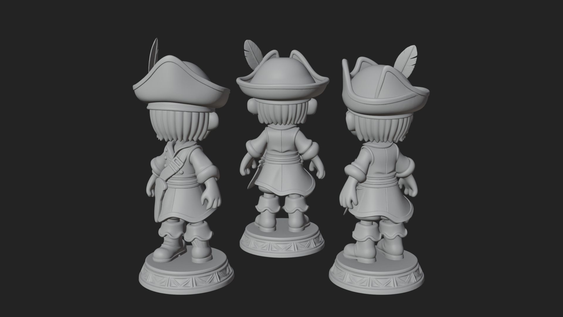 Chibi Pirate Captain Statue Design 7 3D Print Model 3D Model