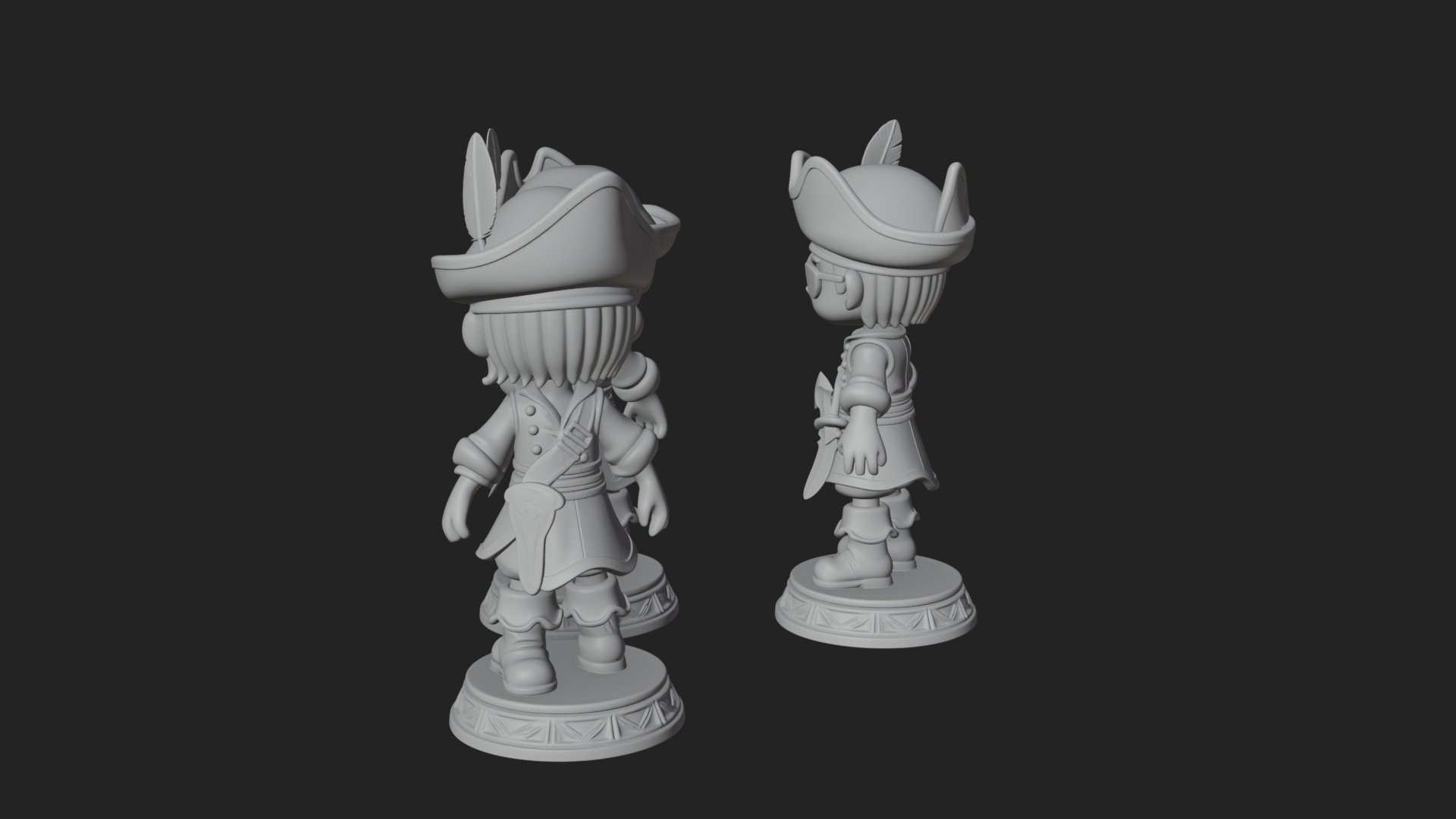Chibi Pirate Captain Statue Design 7 3D Print Model 3D Model
