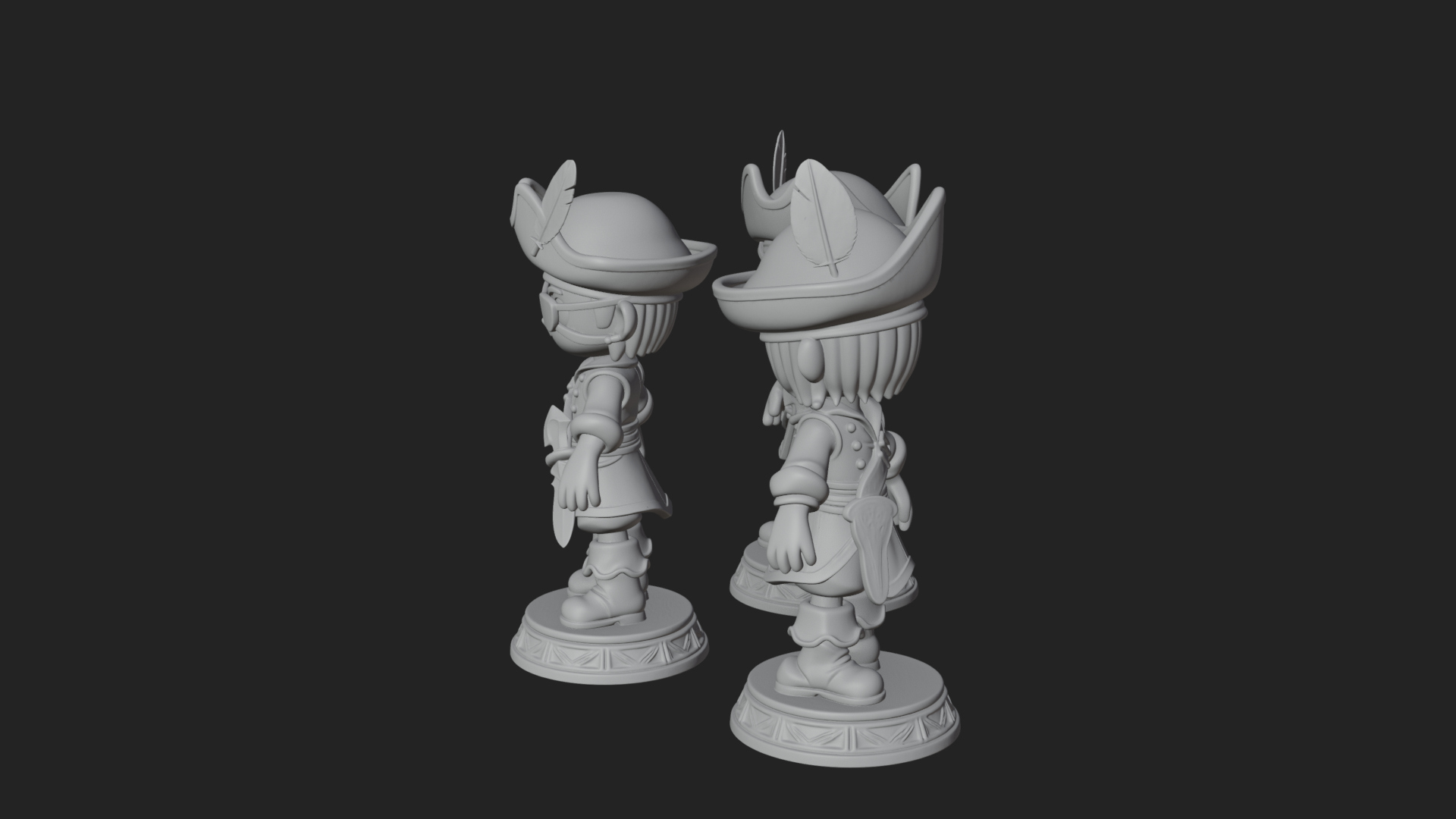Chibi Pirate Captain Statue Design 7 3D Print Model 3D Model