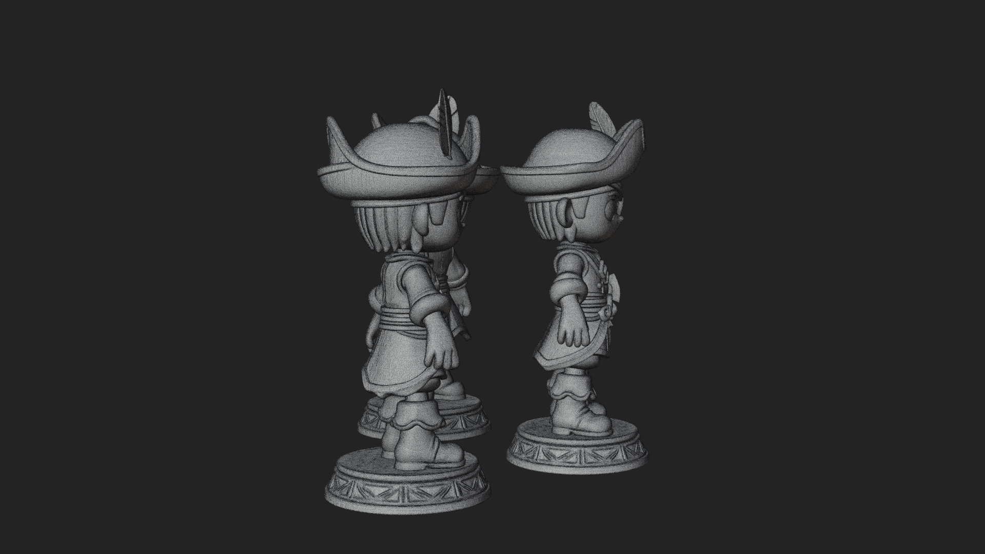 Chibi Pirate Captain Statue Design 7 3D Print Model 3D Model
