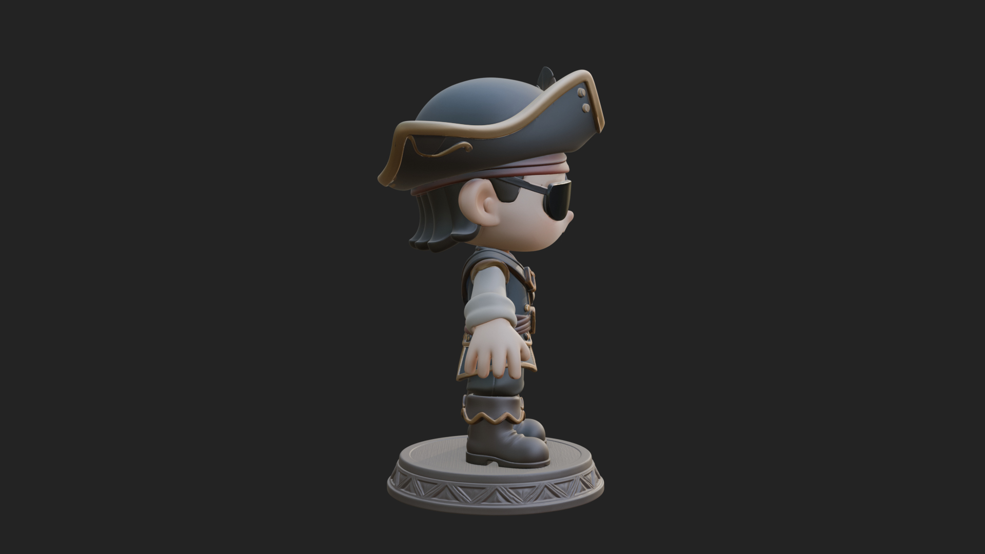 Chibi Pirate Captain Statue Design 8 3D Print Model 3D Model