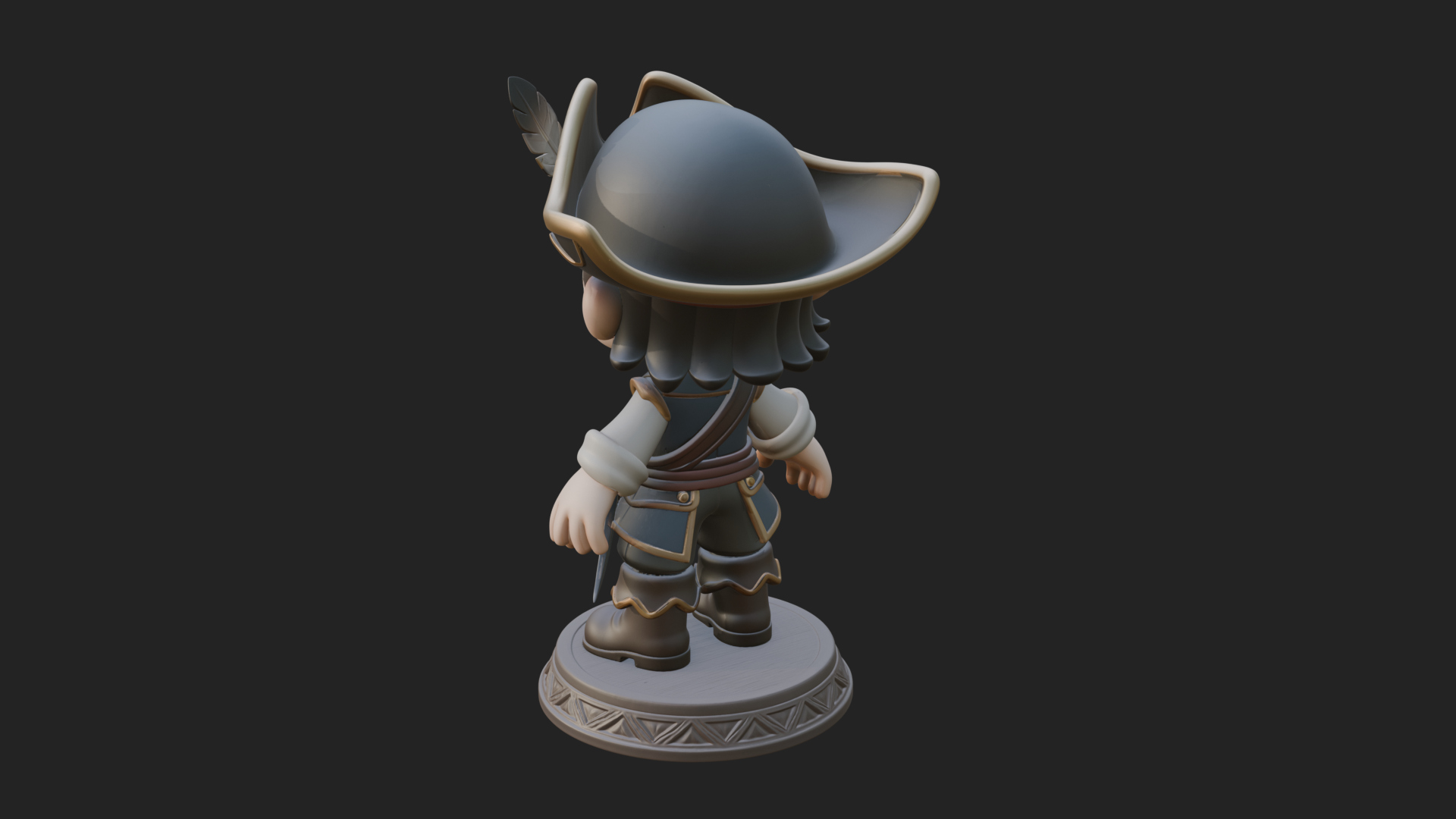 Chibi Pirate Captain Statue Design 8 3D Print Model 3D Model