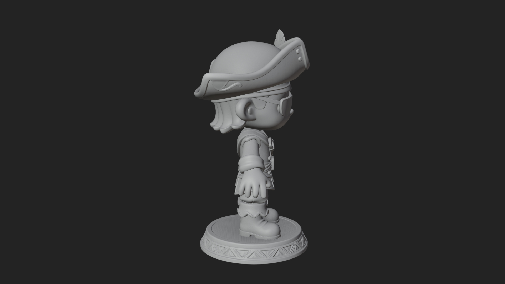 Chibi Pirate Captain Statue Design 8 3D Print Model 3D Model