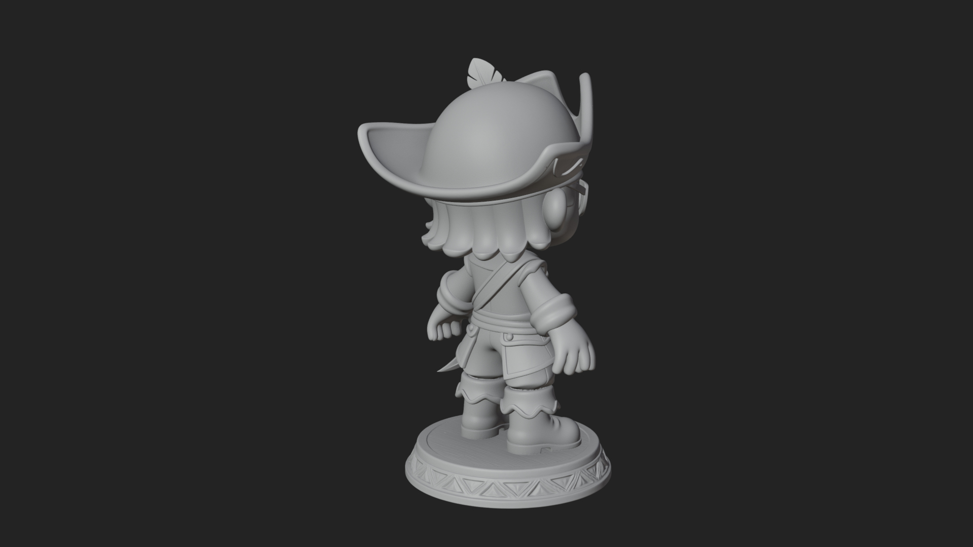 Chibi Pirate Captain Statue Design 8 3D Print Model 3D Model