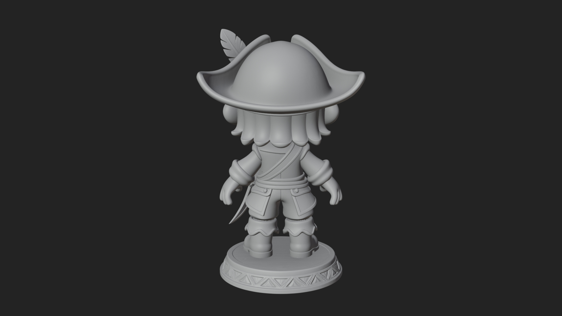 Chibi Pirate Captain Statue Design 8 3D Print Model 3D Model