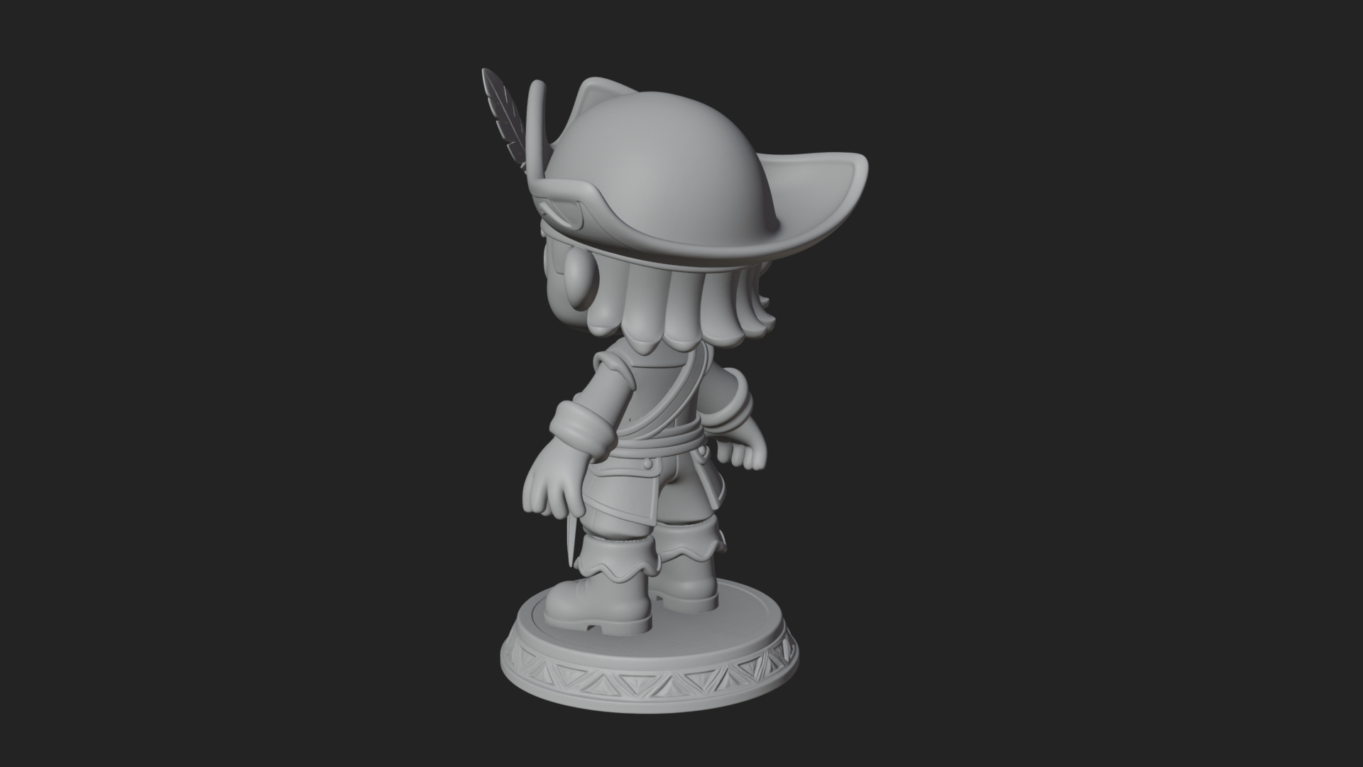 Chibi Pirate Captain Statue Design 8 3D Print Model 3D Model