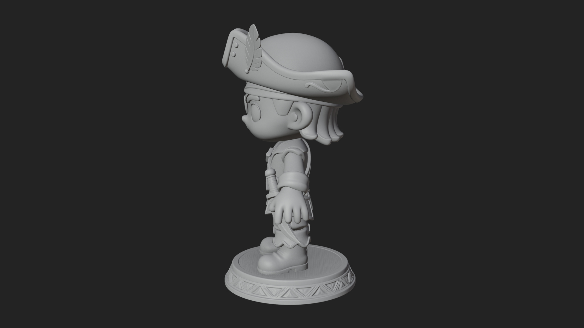 Chibi Pirate Captain Statue Design 8 3D Print Model 3D Model