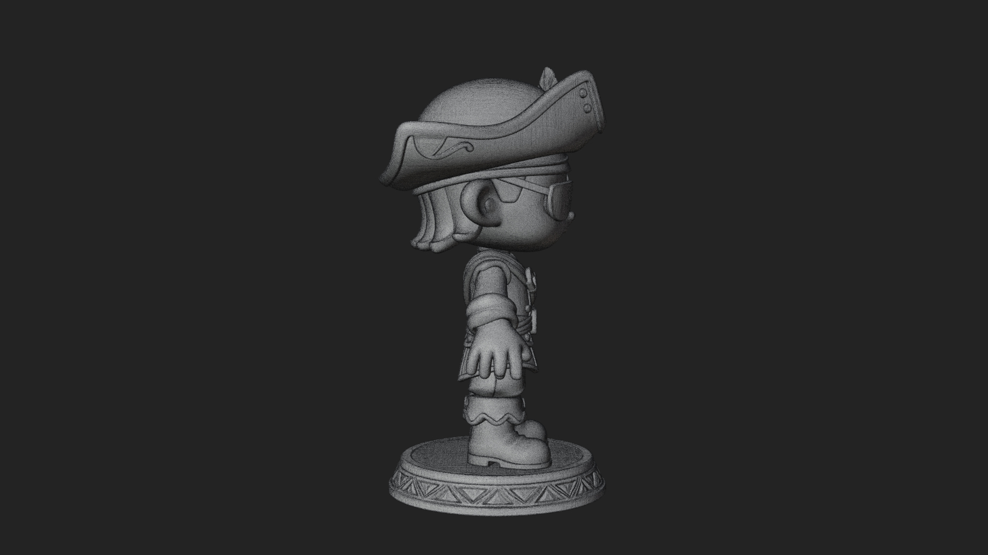 Chibi Pirate Captain Statue Design 8 3D Print Model 3D Model