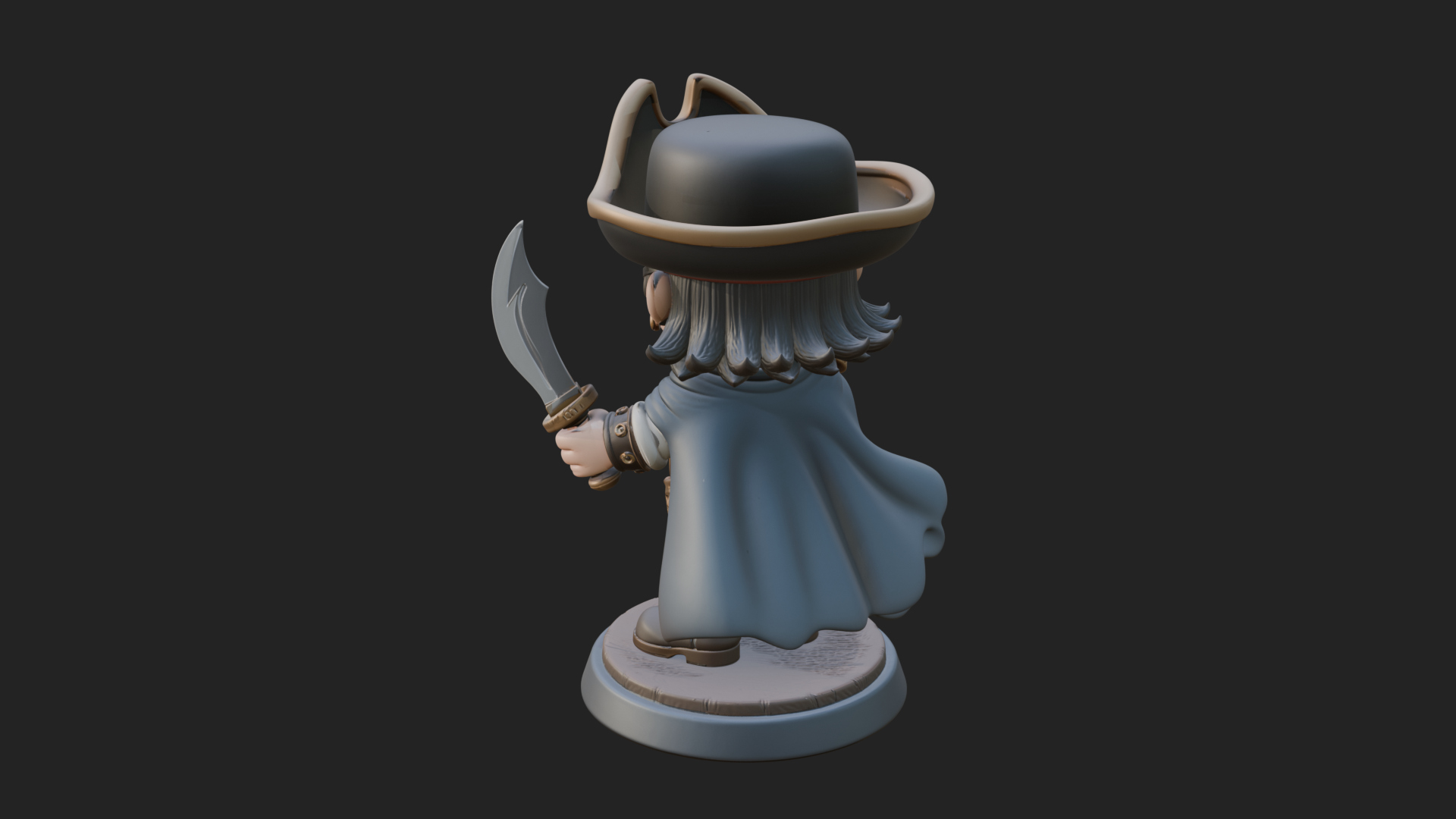 Chibi Pirate Captain Statue Design 9 3D Print Model 3D Model