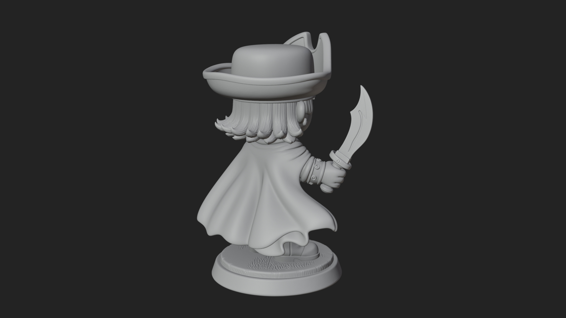 Chibi Pirate Captain Statue Design 9 3D Print Model 3D Model