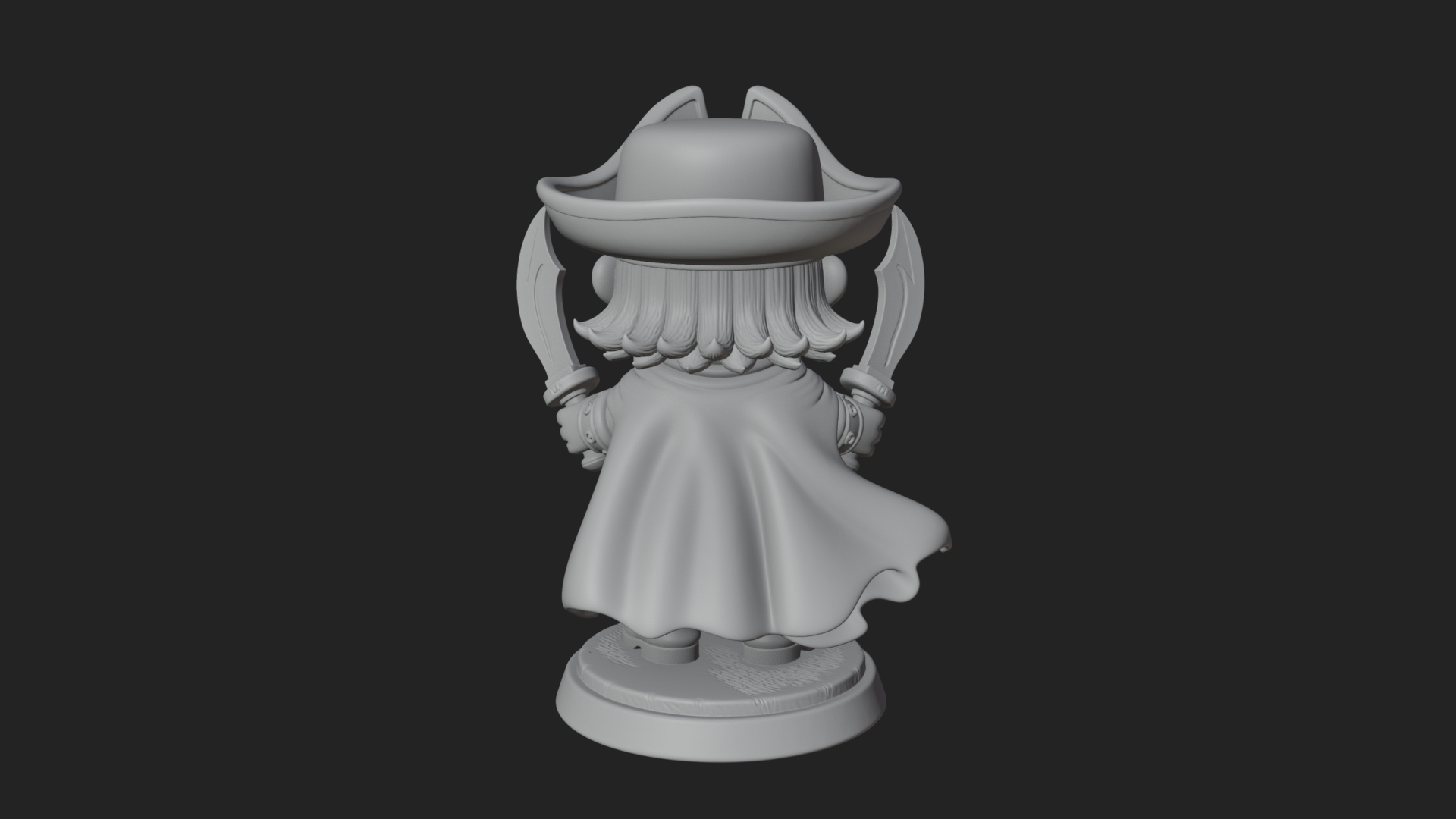 Chibi Pirate Captain Statue Design 9 3D Print Model 3D Model