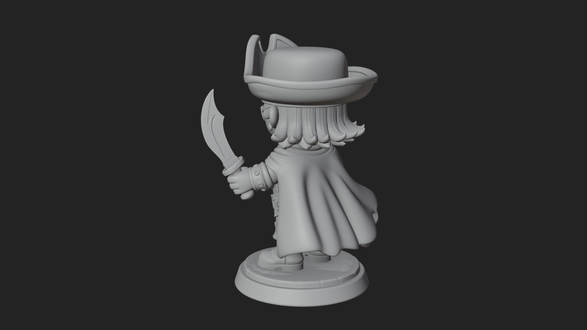 Chibi Pirate Captain Statue Design 9 3D Print Model 3D Model