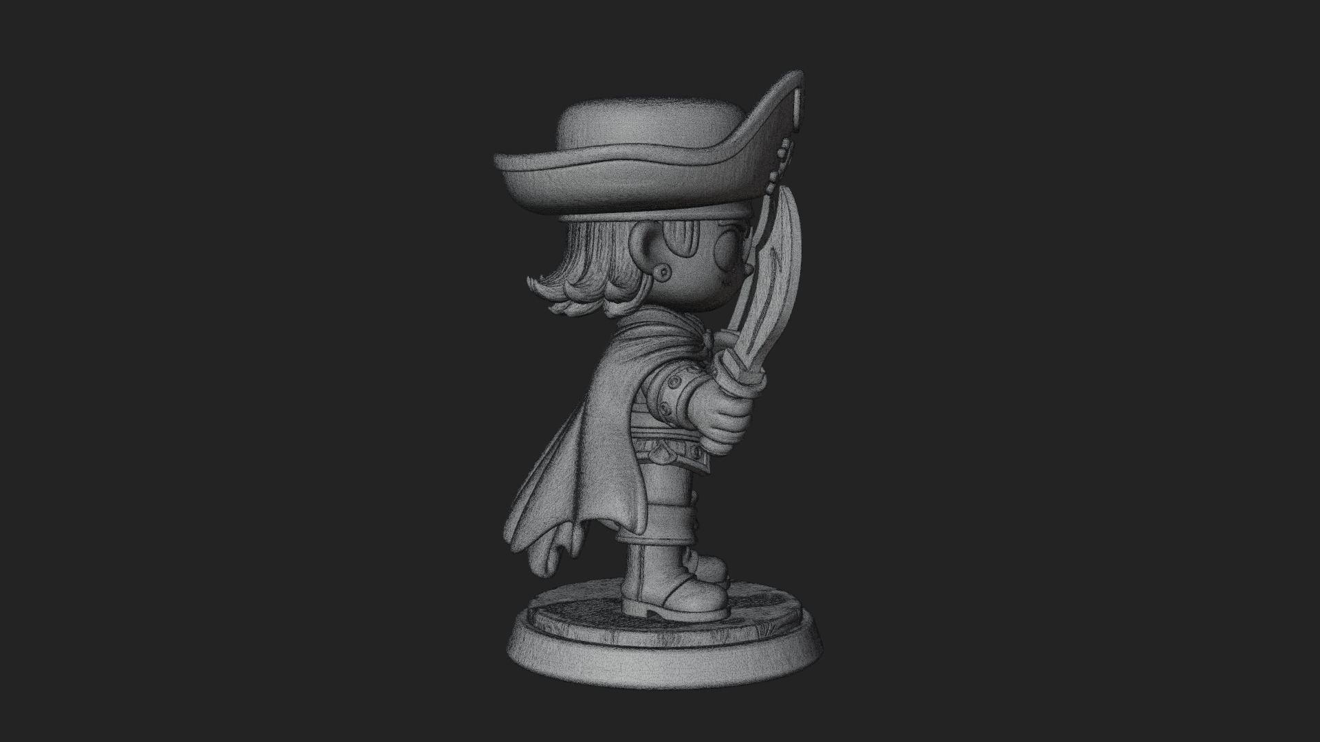 Chibi Pirate Captain Statue Design 9 3D Print Model 3D Model