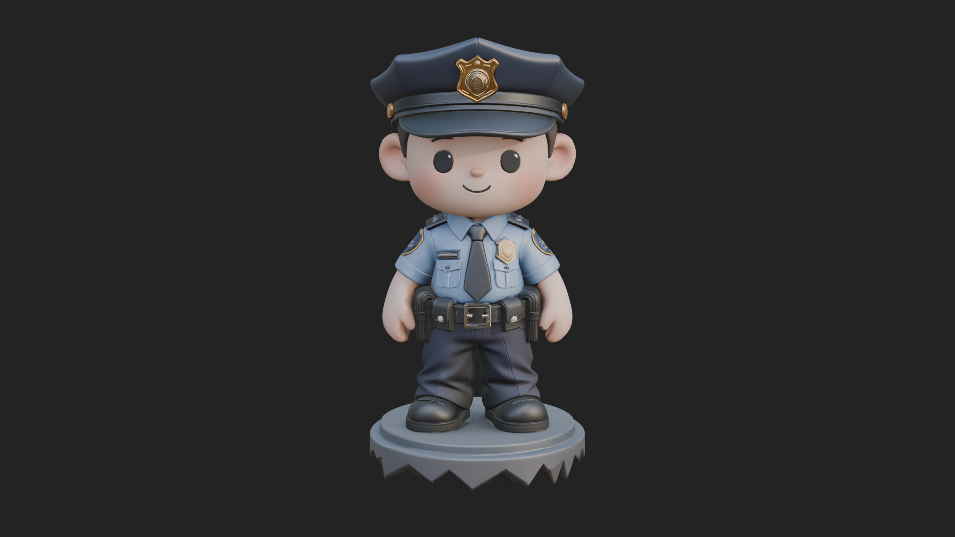 Chibi Police Officer Statue Design 1 3D Print Model 3D Model
