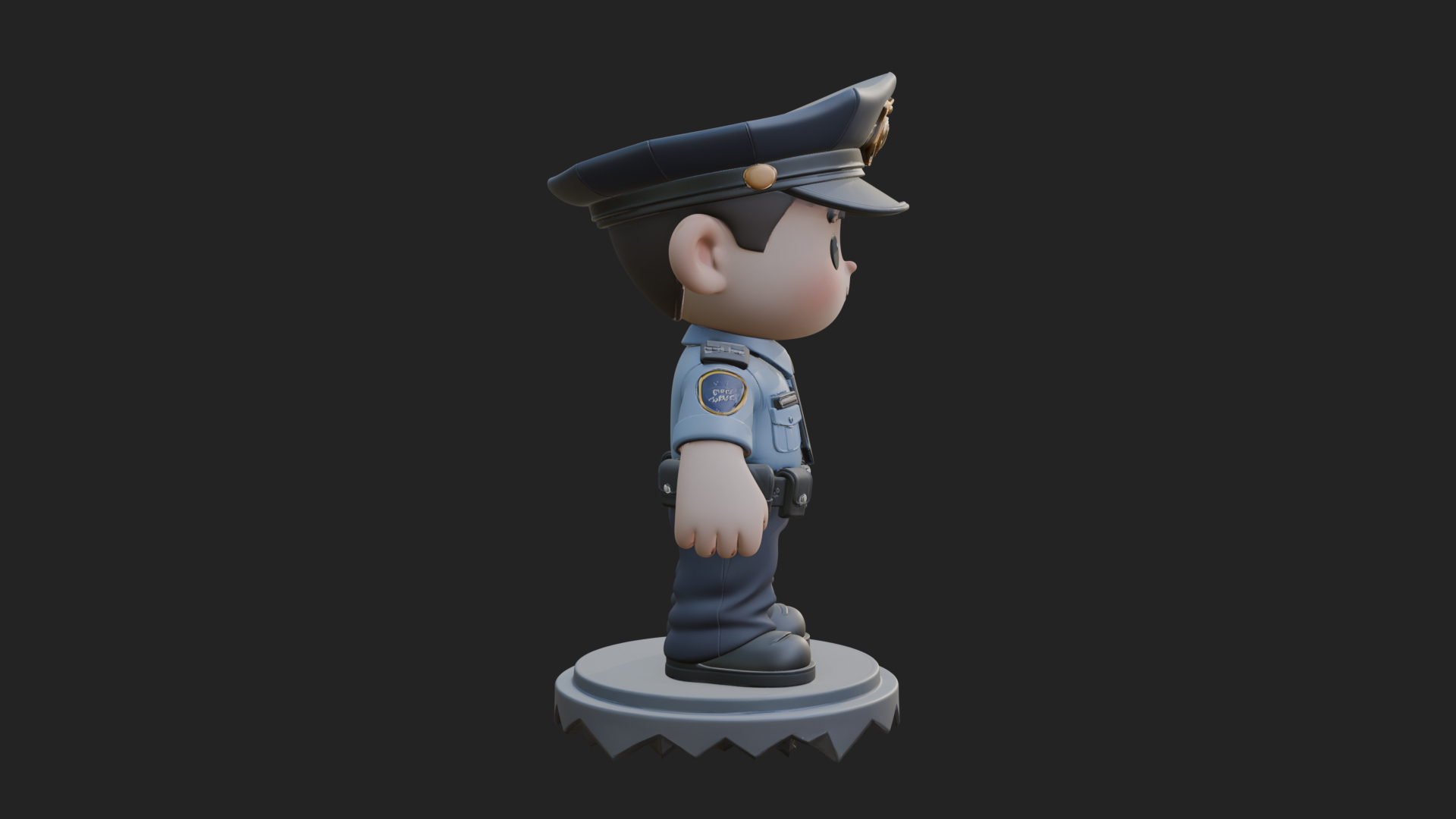 Chibi Police Officer Statue Design 1 3D Print Model 3D Model
