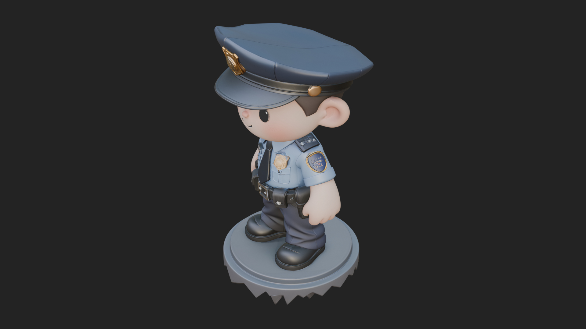 Chibi Police Officer Statue Design 1 3D Print Model 3D Model