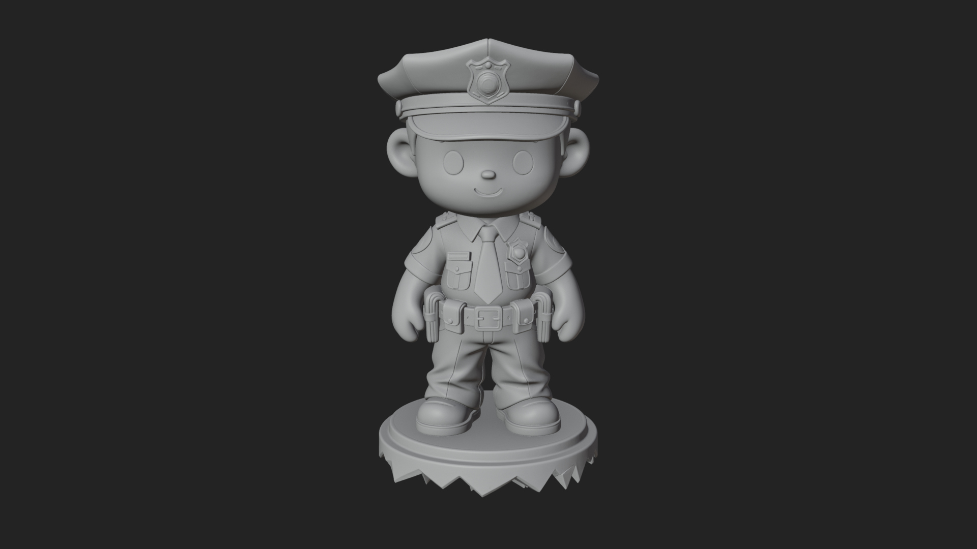 Chibi Police Officer Statue Design 1 3D Print Model 3D Model