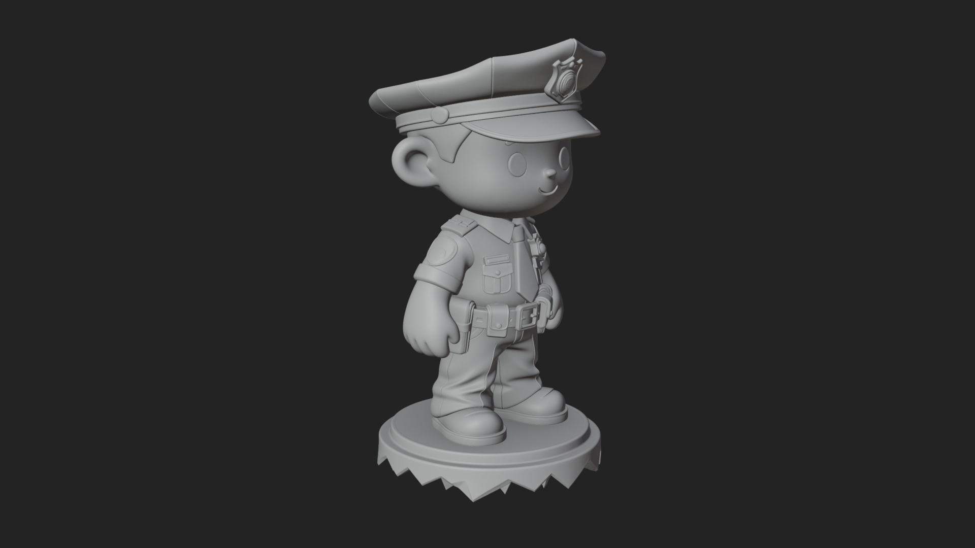 Chibi Police Officer Statue Design 1 3D Print Model 3D Model