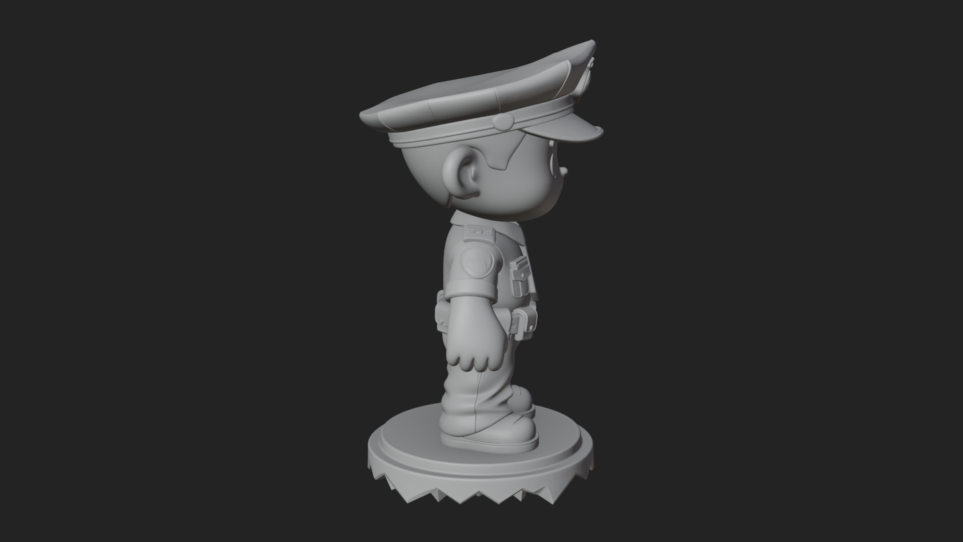 Chibi Police Officer Statue Design 1 3D Print Model 3D Model
