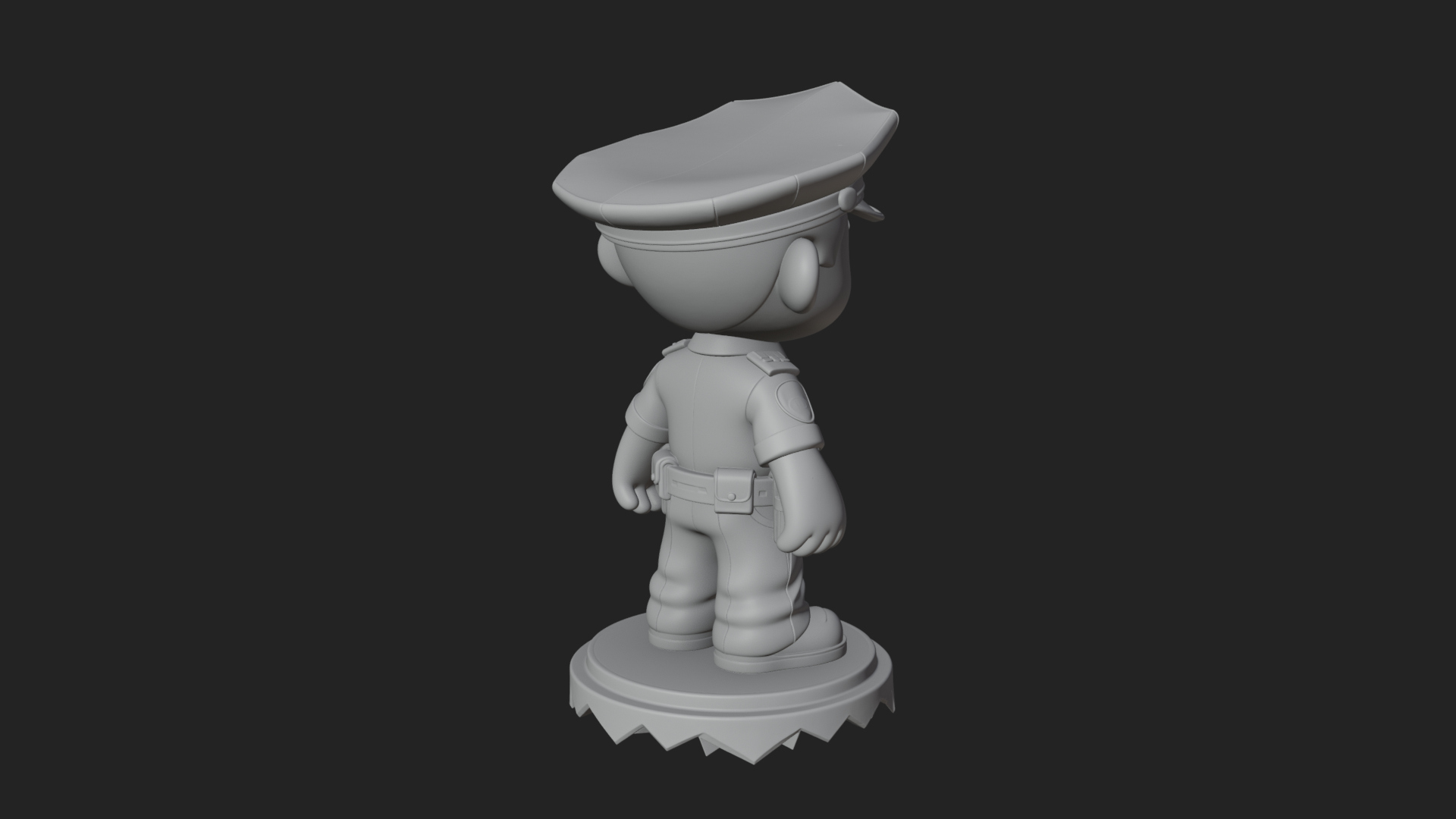Chibi Police Officer Statue Design 1 3D Print Model 3D Model