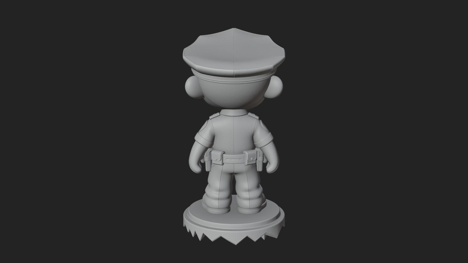 Chibi Police Officer Statue Design 1 3D Print Model 3D Model