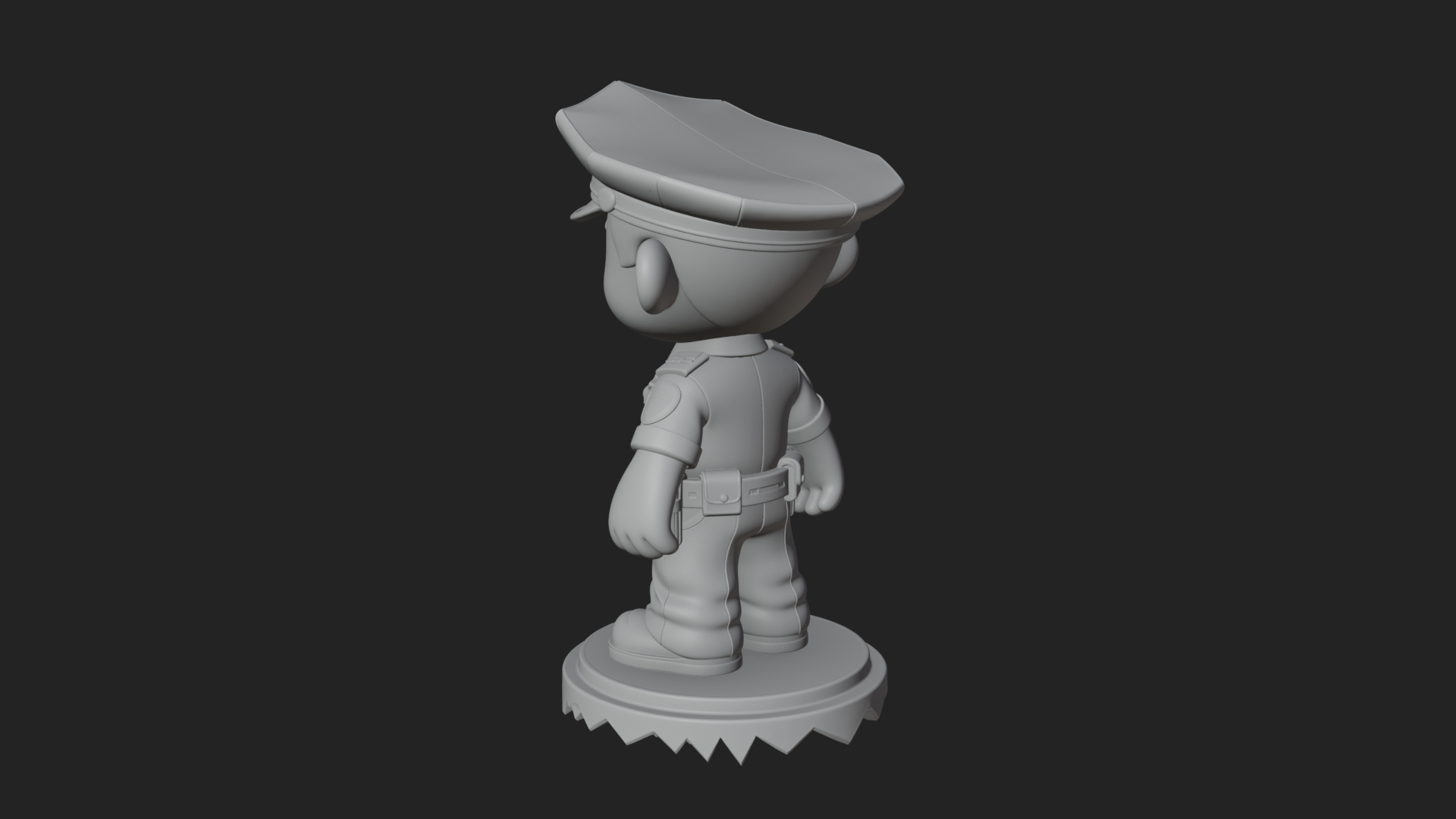 Chibi Police Officer Statue Design 1 3D Print Model 3D Model