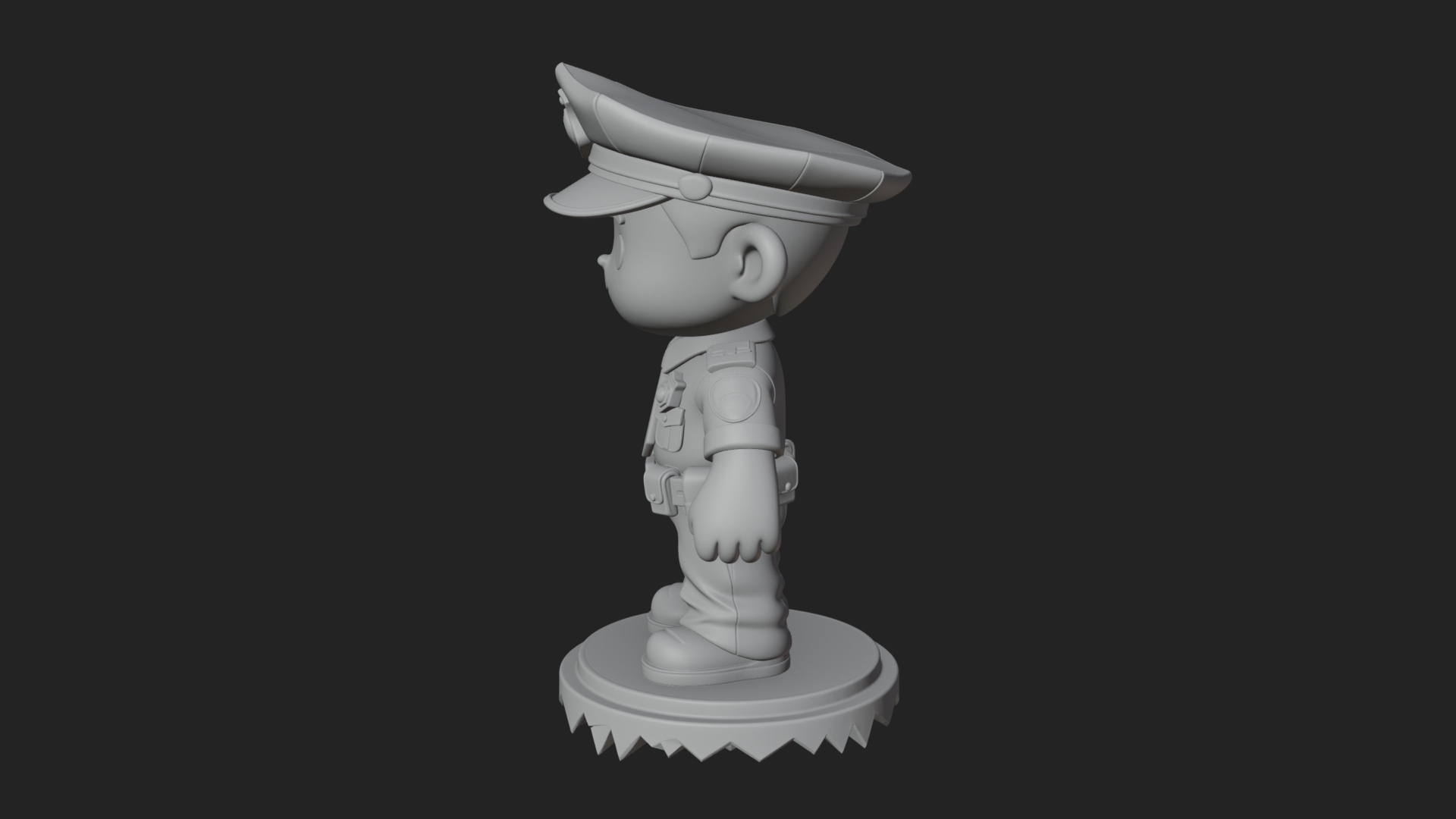 Chibi Police Officer Statue Design 1 3D Print Model 3D Model