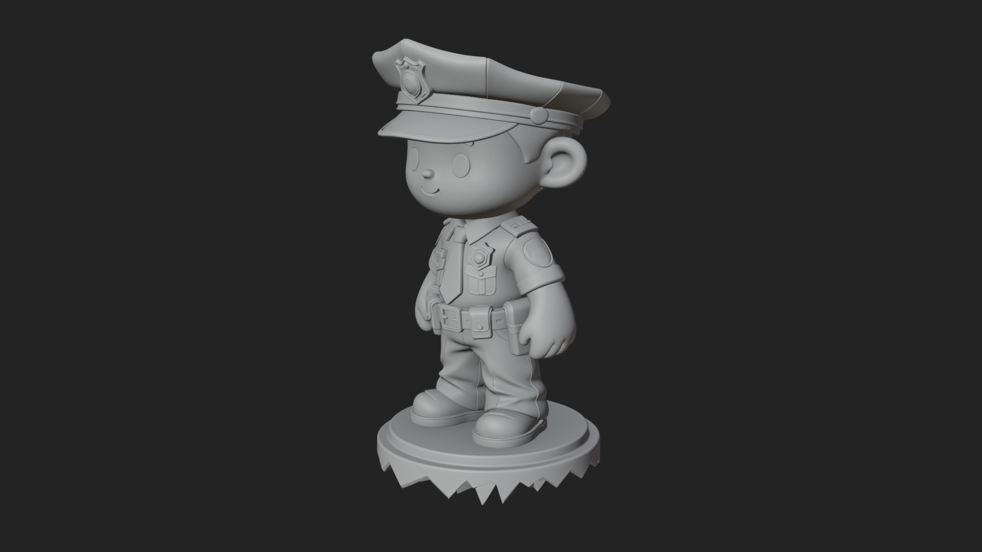 Chibi Police Officer Statue Design 1 3D Print Model 3D Model