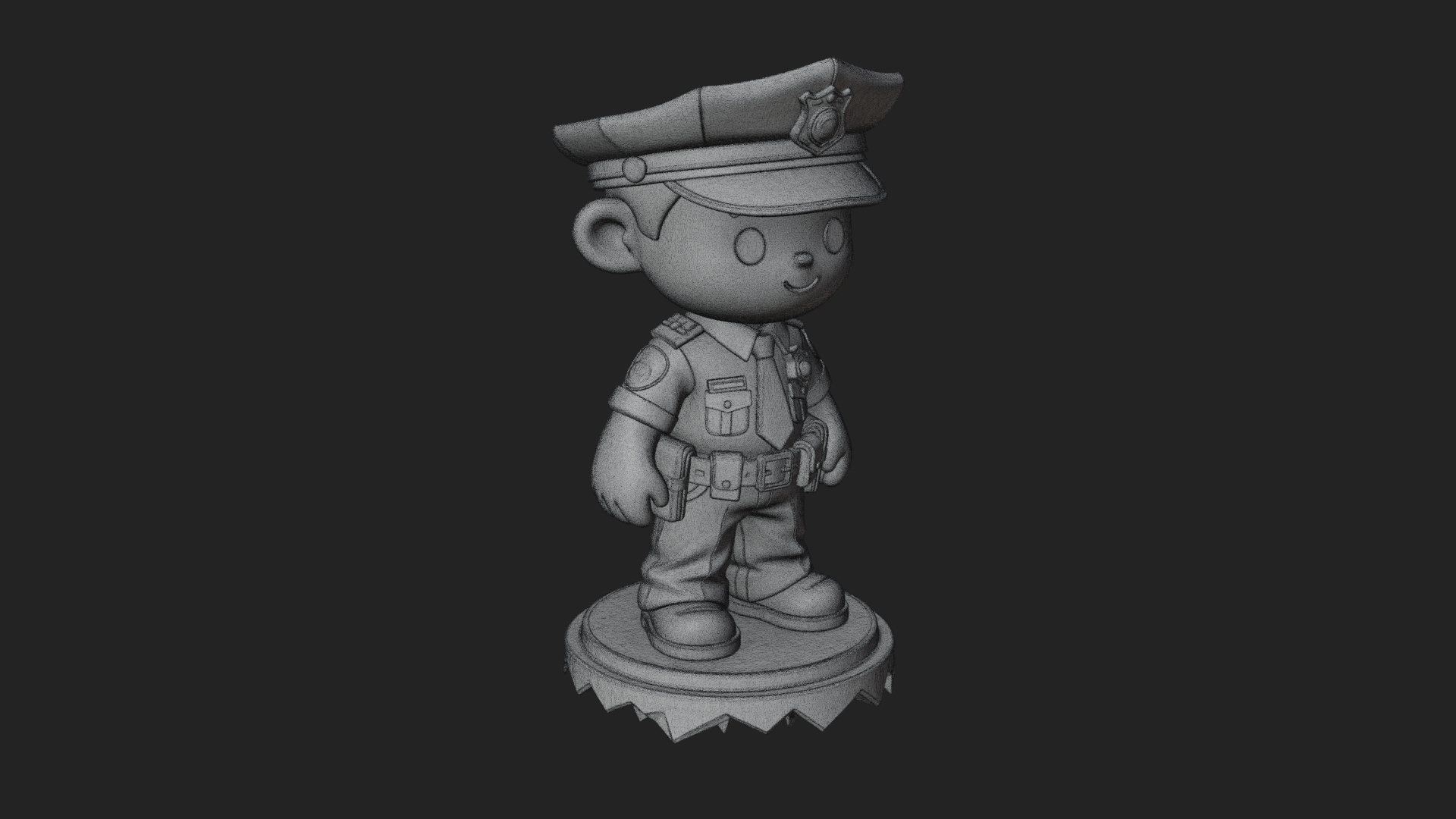 Chibi Police Officer Statue Design 1 3D Print Model 3D Model
