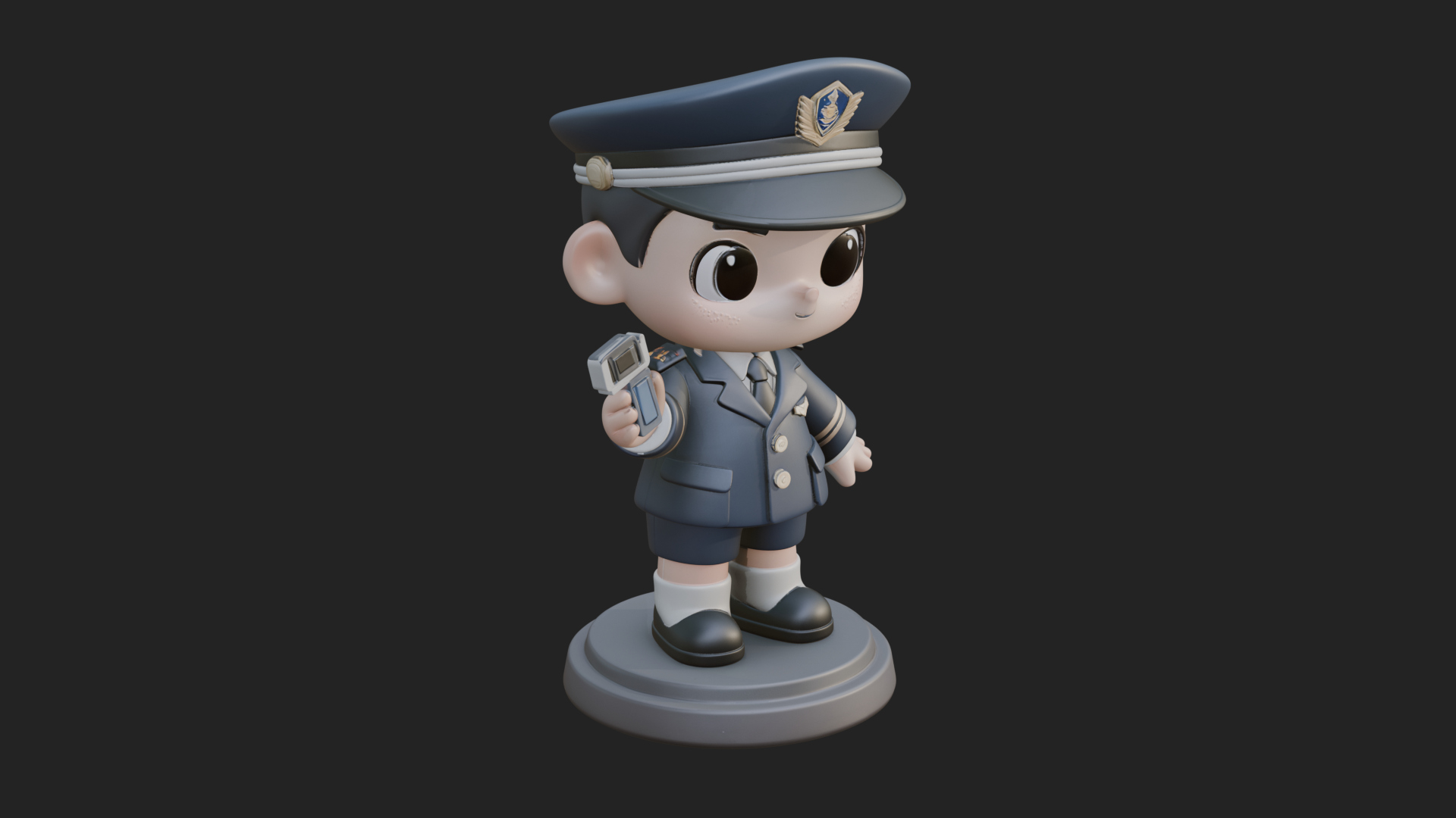 Chibi Police Officer Statue Design 10 3D Print Model 3D Model
