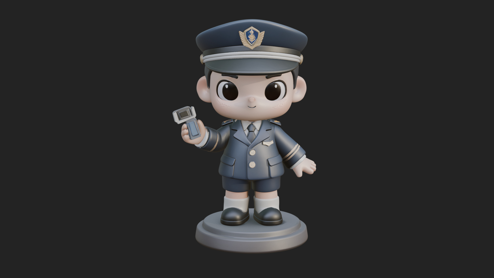 Chibi Police Officer Statue Design 10 3D Print Model 3D Model